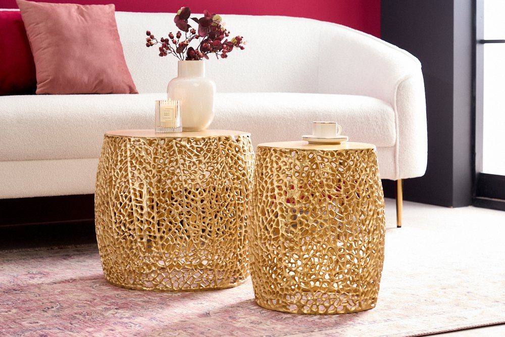riess-ambiente Beistelltisch ABSTRACT LEAF Ø40cm / Ø30cm gold (Set, 2-St), günstig online kaufen