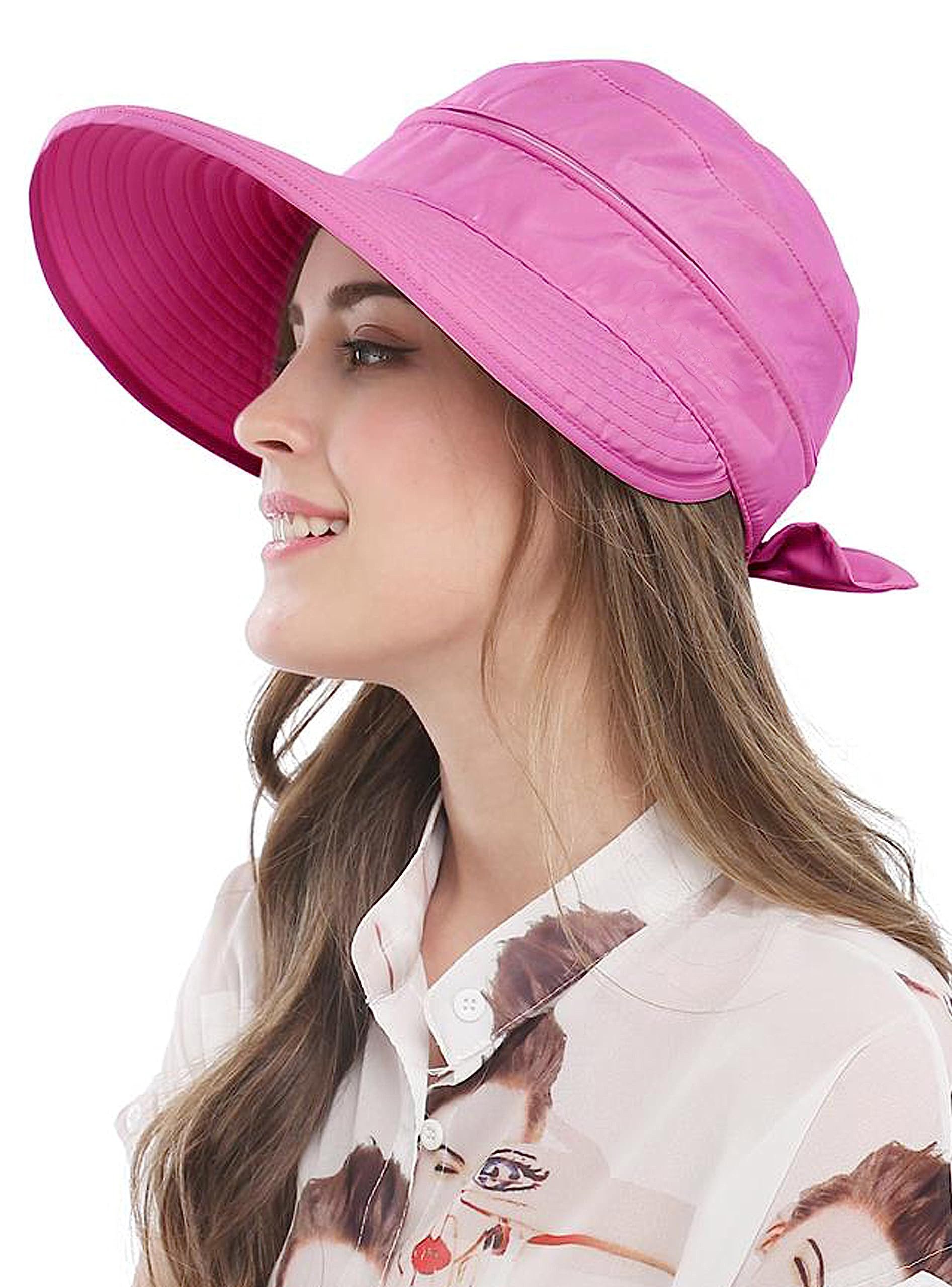 Zaewry Sonnenhut 2-in-1 Sonnenhut für Damen,Sonnenschutz Strandhut Abnehmbar Visor Cap für Golf Reisen Wandern Besichtigung