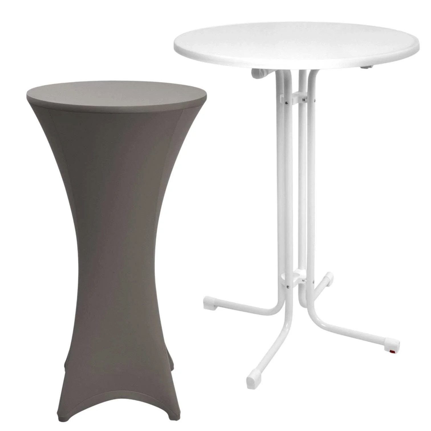 Beautissu Stehtisch Outdoor Stehtisch Sylt, klappbar, Ø70cm, Anthrazit, mit Husse, Platzsparender Bistrotisch in Gastro-Qualität