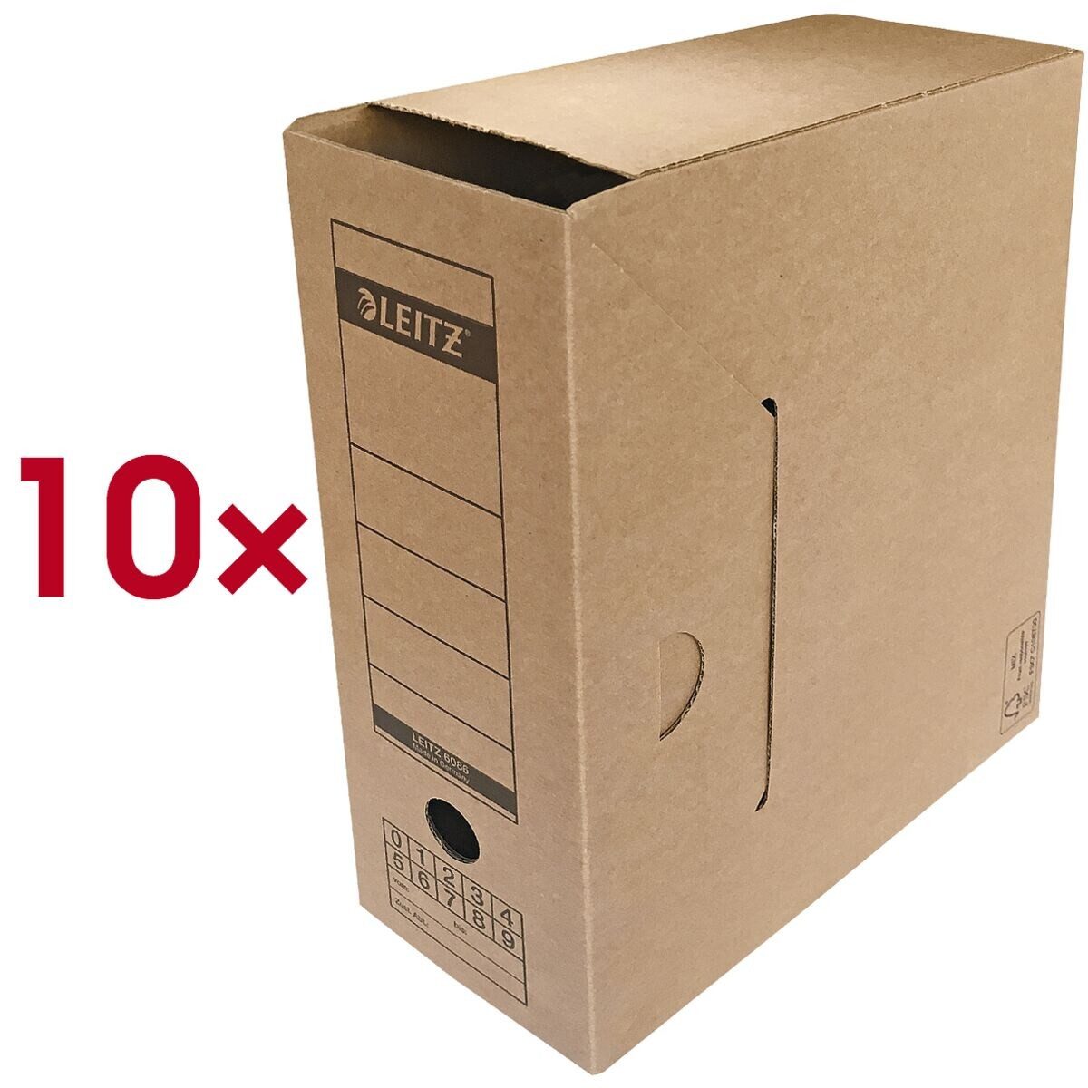 LEITZ Archivcontainer 6086 (10 St), Archivschachtel für Hängemappen