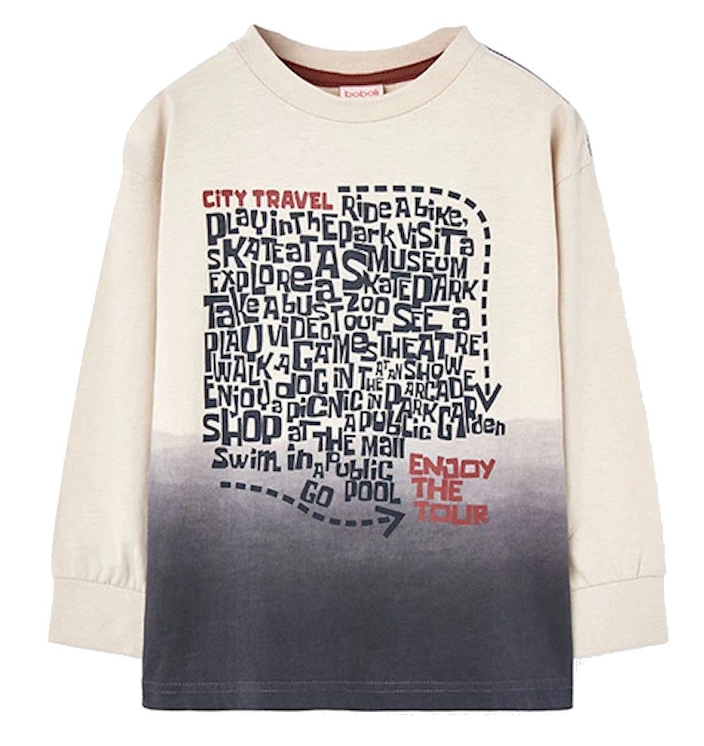 BÒBOLI Langarmshirt BÒBOLI Jungen Langarmshirt T-Shirt Langarm Schriftblock creme (1-tlg)
