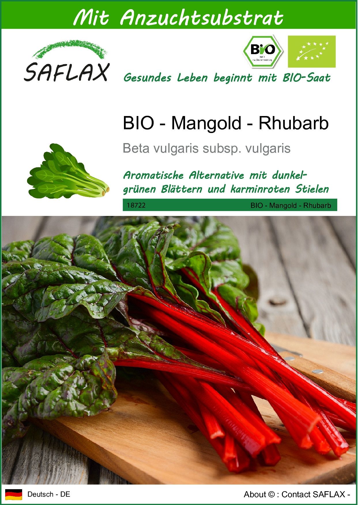 Gemüsesamen SAFLAX - Samen und Substrat - BIO - Mangold - Rhubarb
