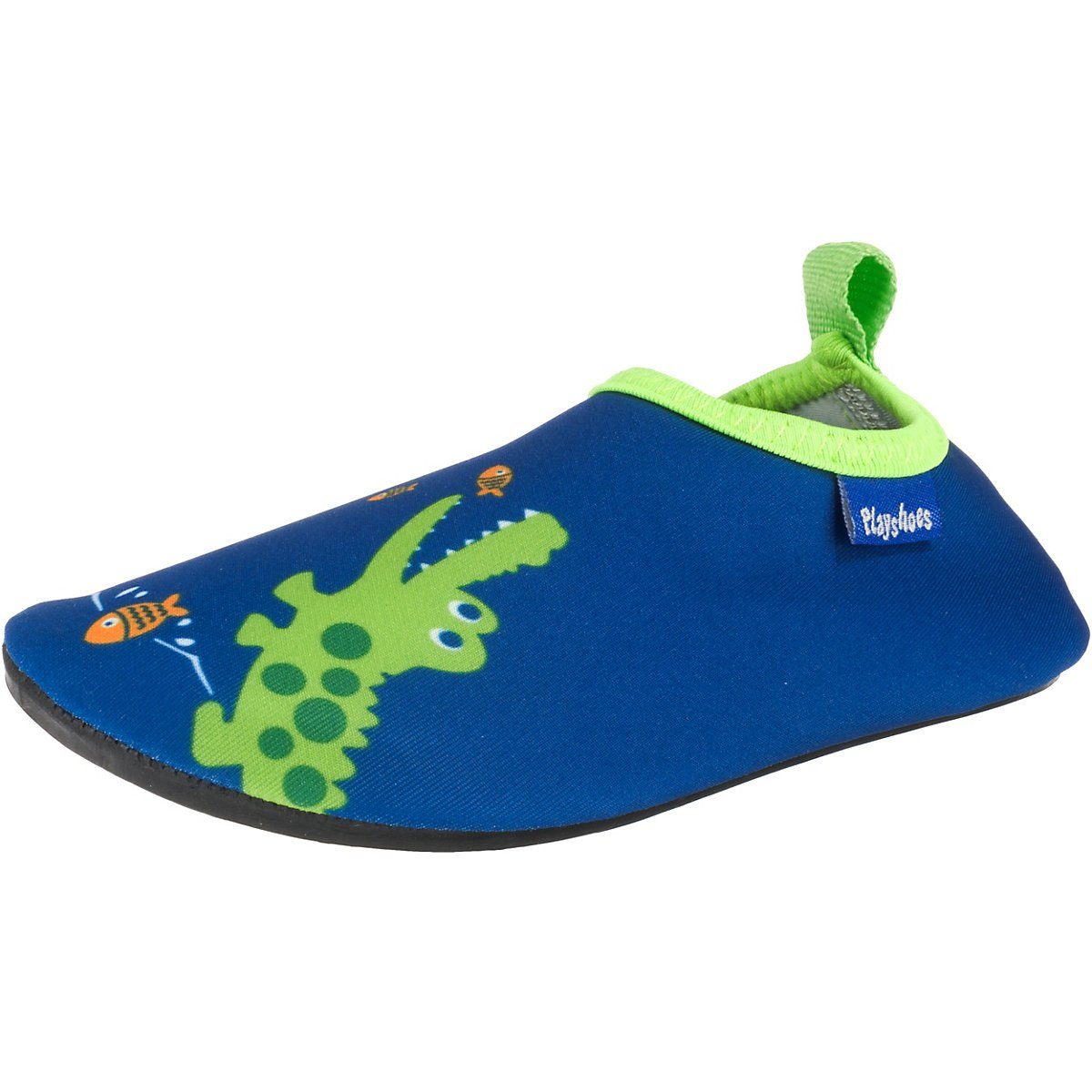 Playshoes mit Sohle Badeschuhe Wasserschuhe rutschhemmender Passform, Barfuß-Schuh Badeschuh Schwimmschuhe, flexible Motiv Krodkodil-blau