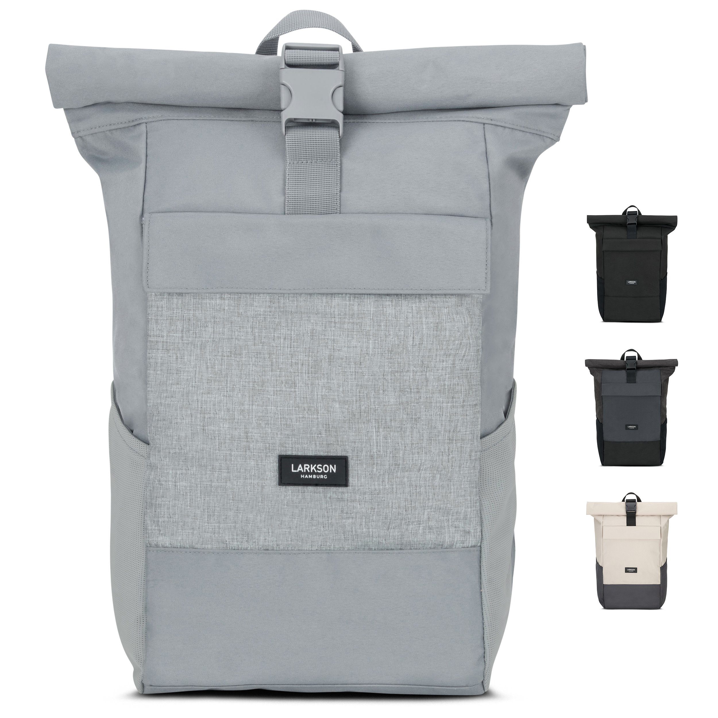 LARKSON Cityrucksack No 4, Rolltop Damen Herren, Laptop Fach, Wasserabweisend