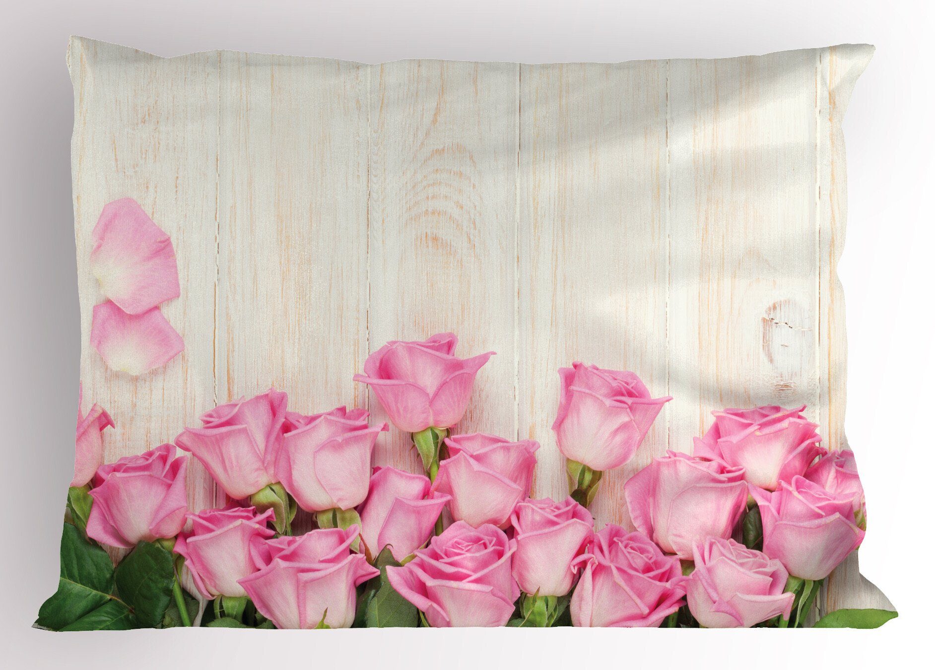 Blooming Abakuhaus rustikales Gedruckter Holz Kissenbezüge Stück), Bouquet Dekorativer Size Kopfkissenbezug, Queen (1 Rose