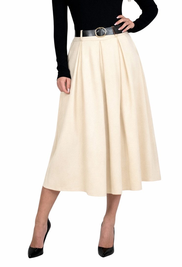 Mississhop A-Linien-Rock A-Linien-Rock Eleganter Faltenrock mit Gürtel – mittellang Gr. 38-40