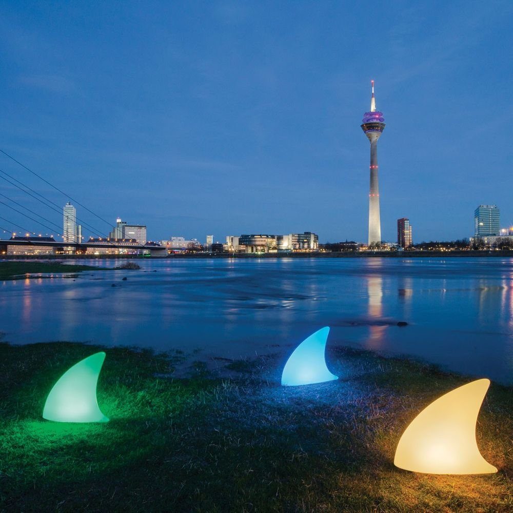 LED Farbwechsel Akku IP44 Gartenleuchte Transluzent Shark mit Weiß, Moree LED Dekoleuchte