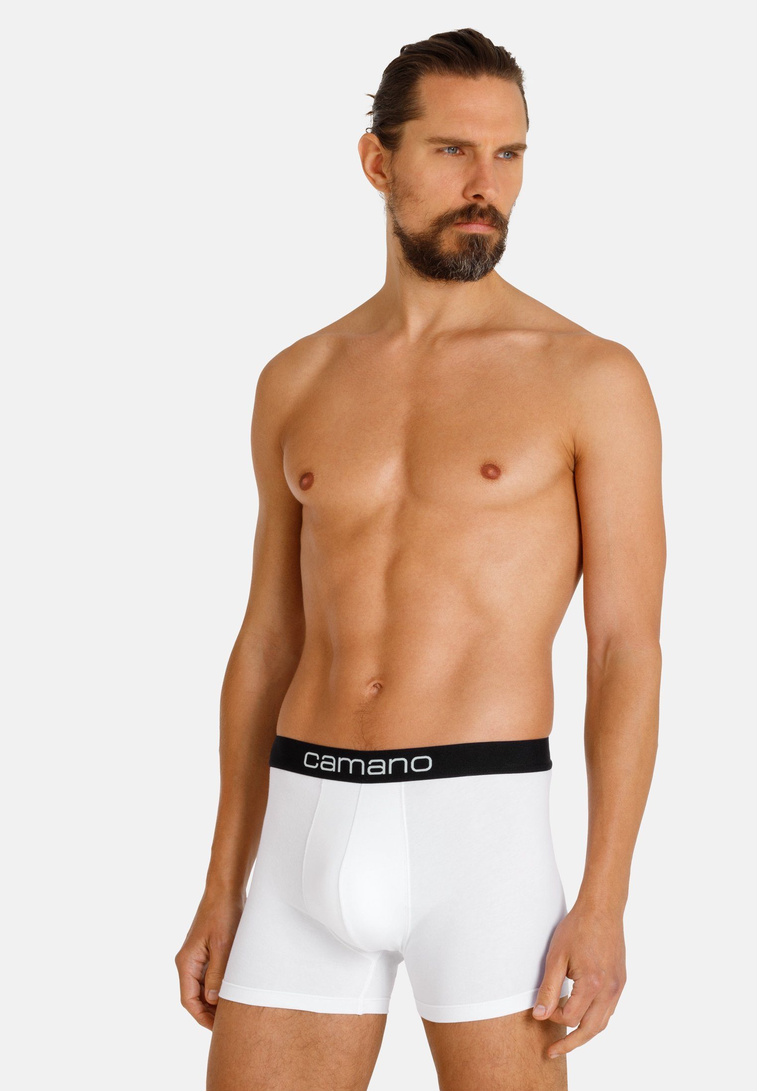 Camano Boxershorts Comfort mit nachhaltigerer (BCI) Pack weiß (2-St) 2er Baumwolle schwarz