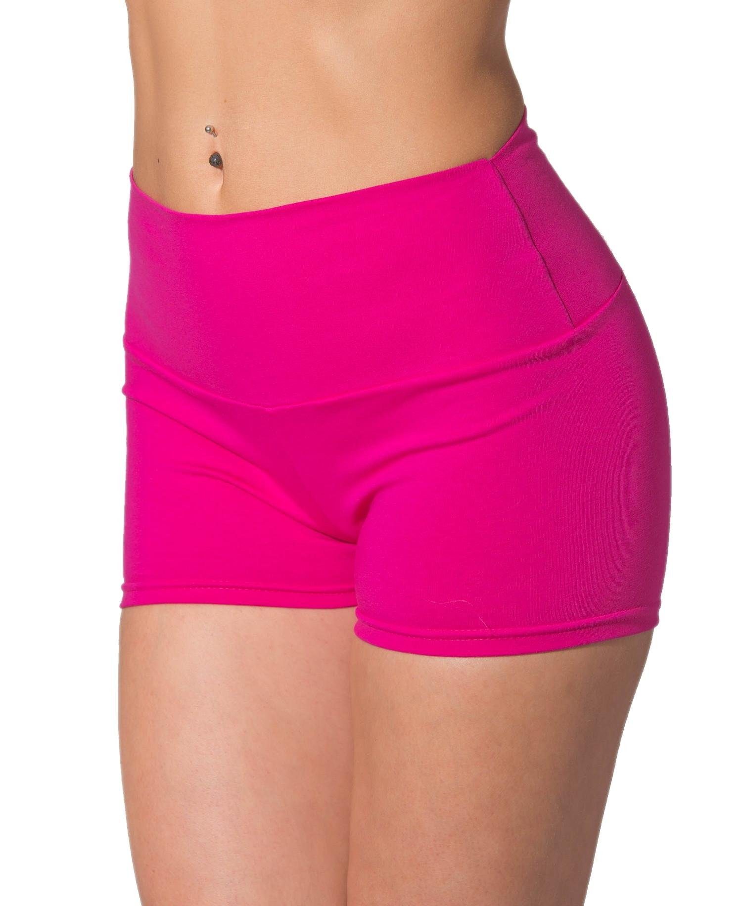 Alkato Yogashorts Alkato Damen Shorts mit Hohem Bund Hotpants Radlerhose Long Shorts Pink