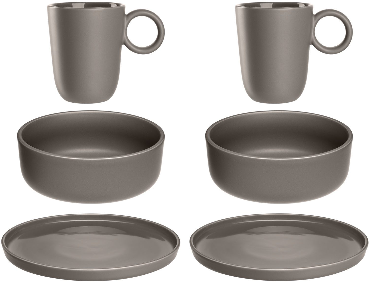 LEONARDO Geschirr-Set ROMA, Geschirrset, 6-teilig (6-tlg), 2 Personen, Keramik, Frühstücks Set, Service, spülmaschinengeeignet