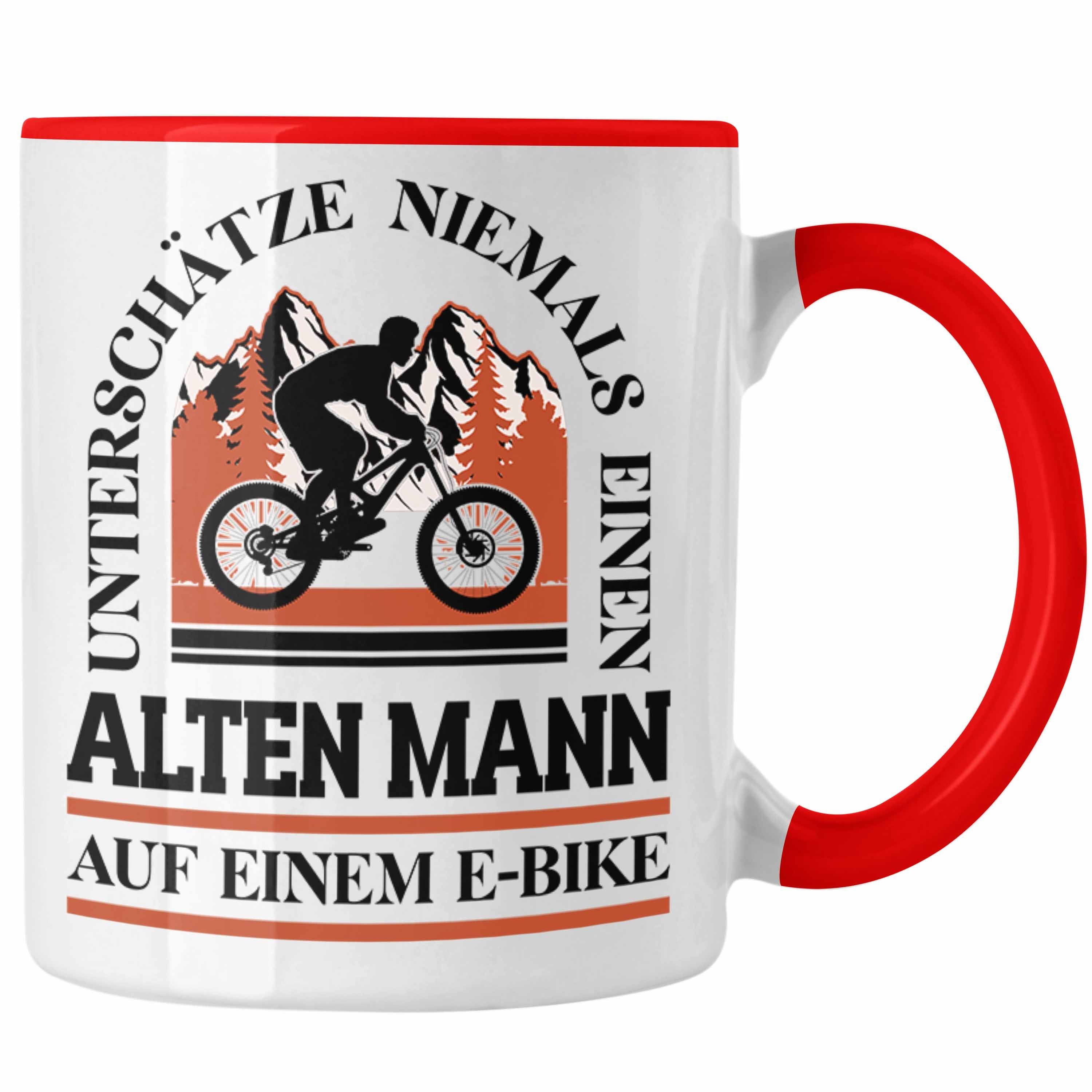 Spruch Rentner Ebike - Lustige E-Bike Trendation mit Kaffeetasse Elektrofahrrad Trendation Geschenk Tasse Geschenke Tasse Rot