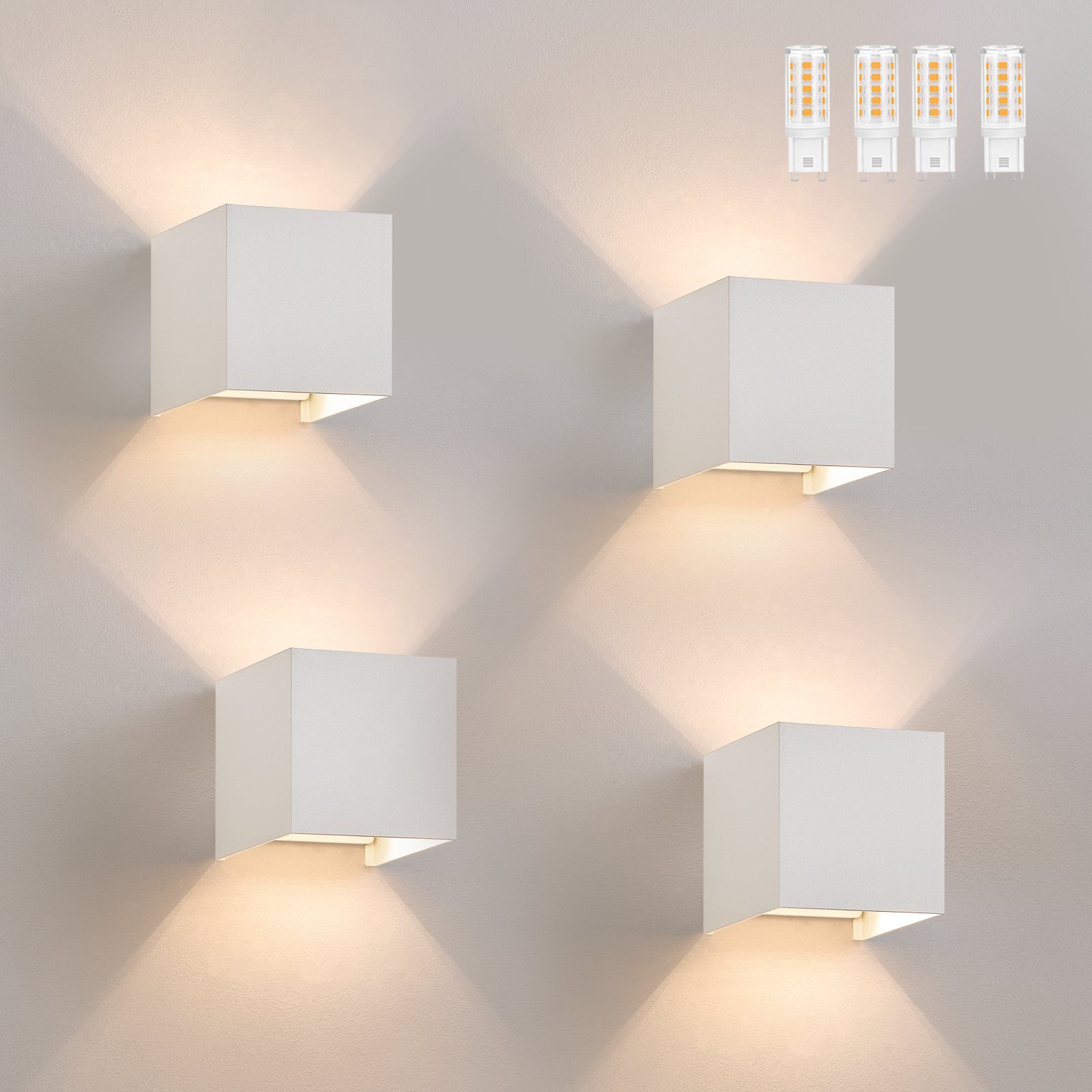 ZMH LED Wandleuchte Innen G9 Außen Up Down Wandlampe Außenwandleuchte Wohnzimmer, Mit Leuchtmittel, 3000K Warmweiß, Einstellbarer Strahl