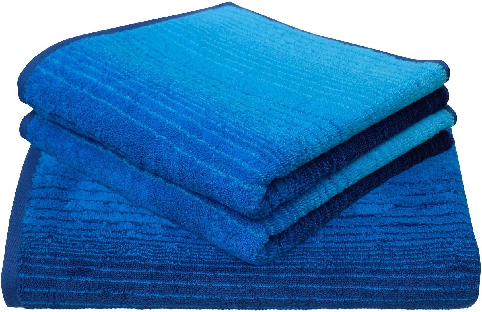 Dyckhoff Handtuch Set Colori, Walkfrottee, (Set, 3-tlg), mit Farbverlauf blau