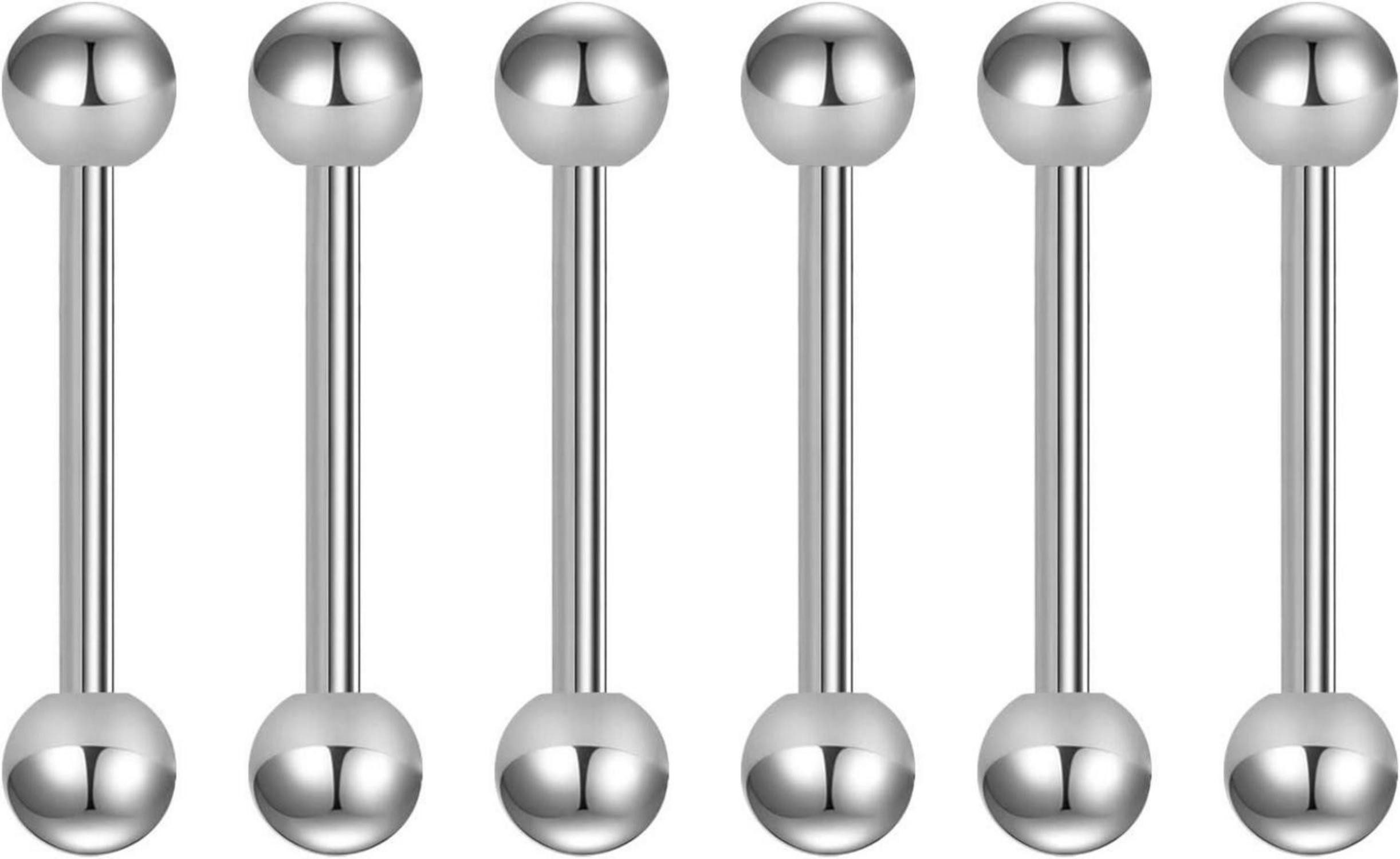 Briana Williams Brustwarzenpiercing Briana Williams 6x Zungen- & Brustwarzenpiercing Edelstahl Silber 14G