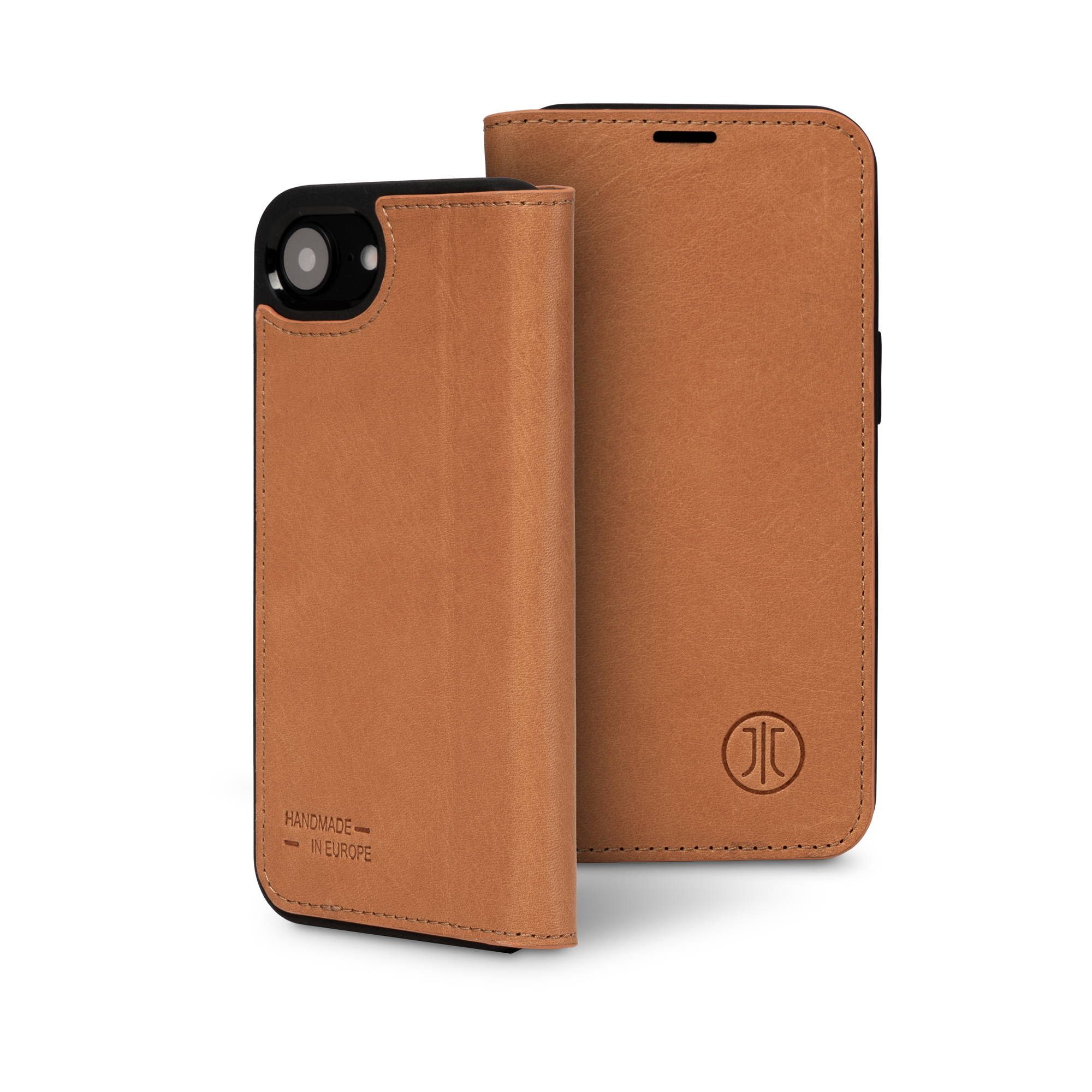 JT Berlin Handyhülle Echtleder BookCase Tegel 360 für das Apple iPhone 17e/16e, Premium Echtleder, 360° Schutz, Standfunktion & Kartenfächern