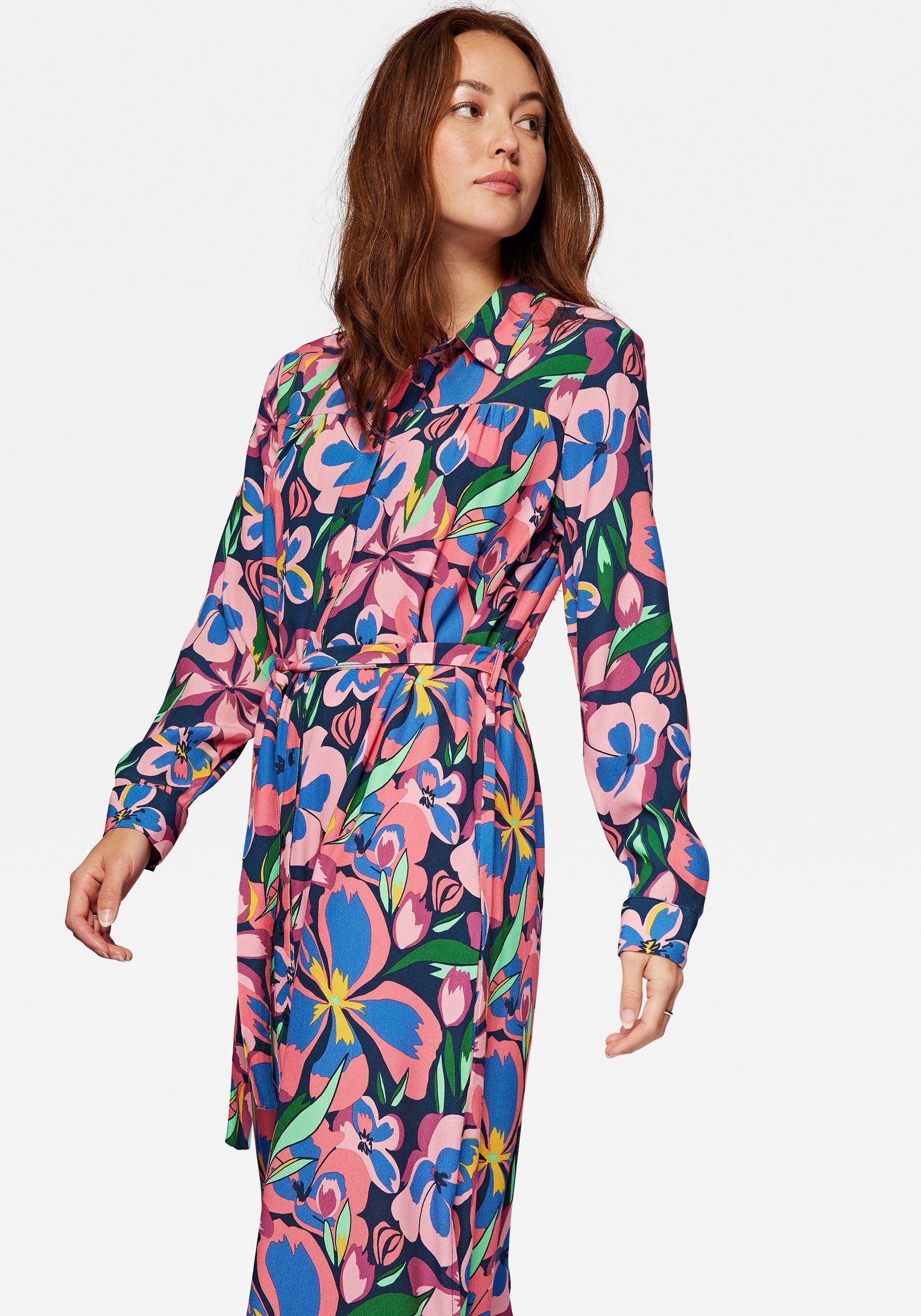 Mavi Maxikleid PRINTED mit DRESS in rose violet Taille Bindeband LONG big navy flower pr der