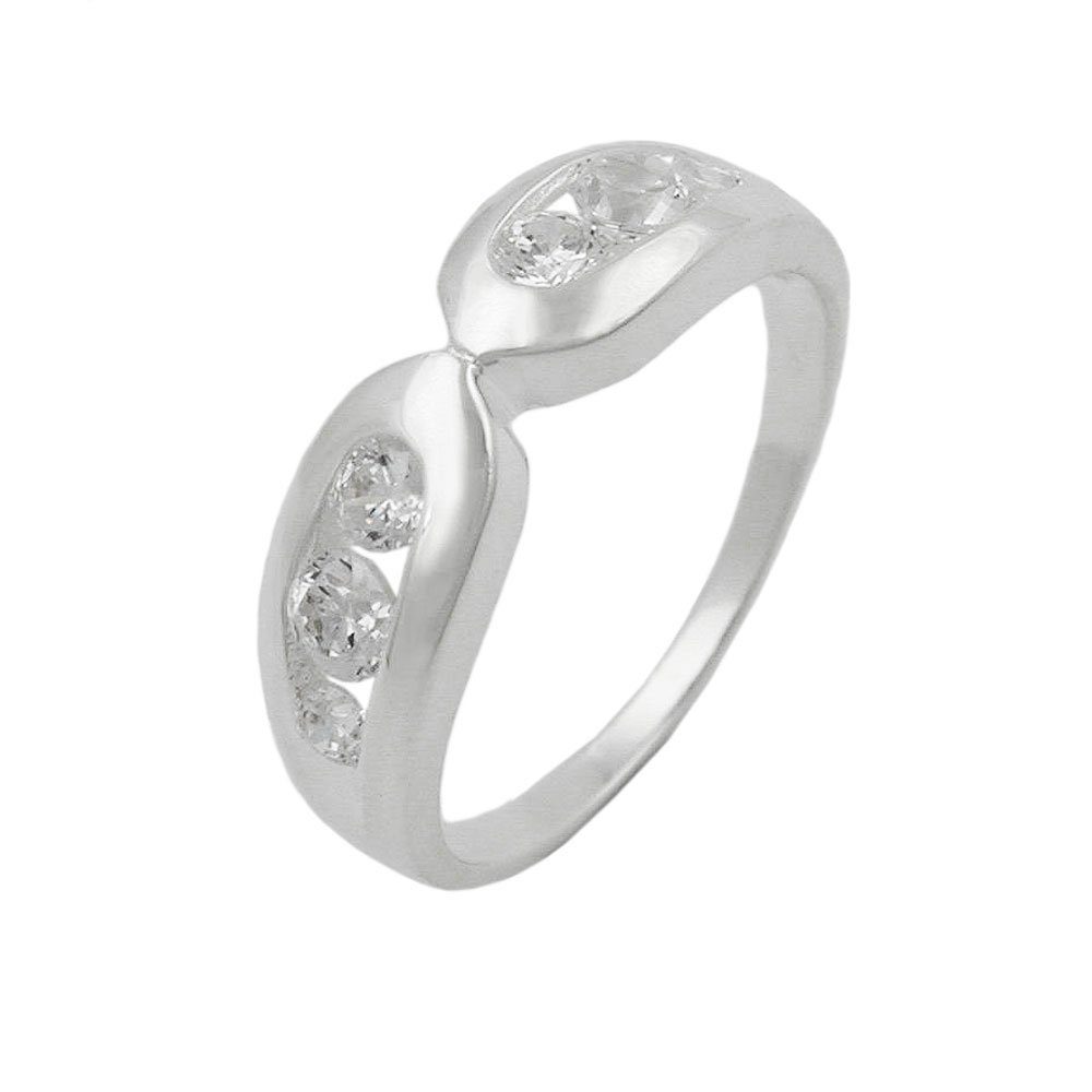 Gallay Silberring Ring 6mm mit 6 Zirkonias glänzend Silber 925 Ringgröße 60