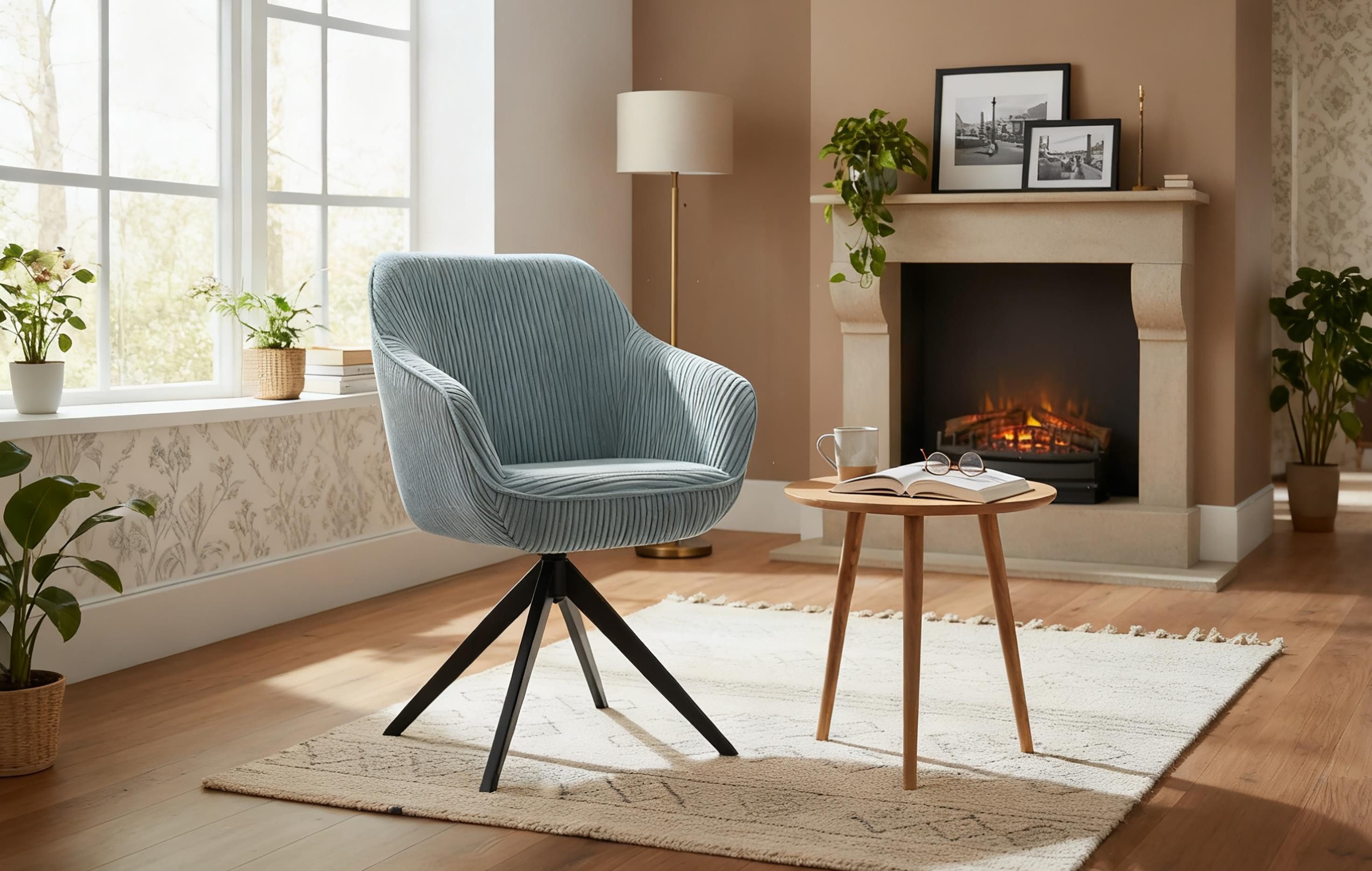 B&D home Polsterstuhl ARVIT (1 St), modern, drehbares Metallgestell, Cord, mit Armlehnen