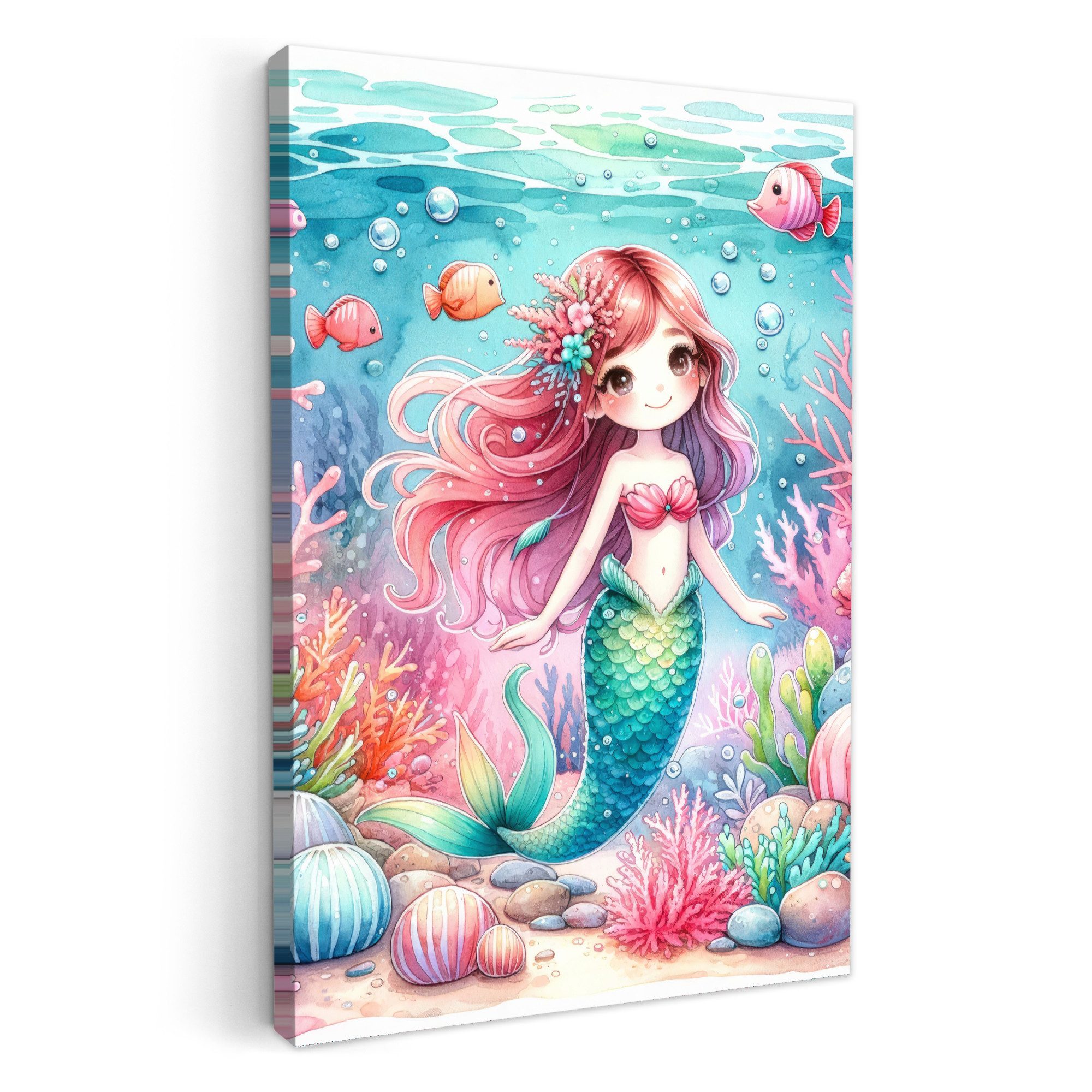 OneMillionCanvasses® Leinwandbild Meerjungfrau - Bunt - Unterwasser - Meere günstig online kaufen