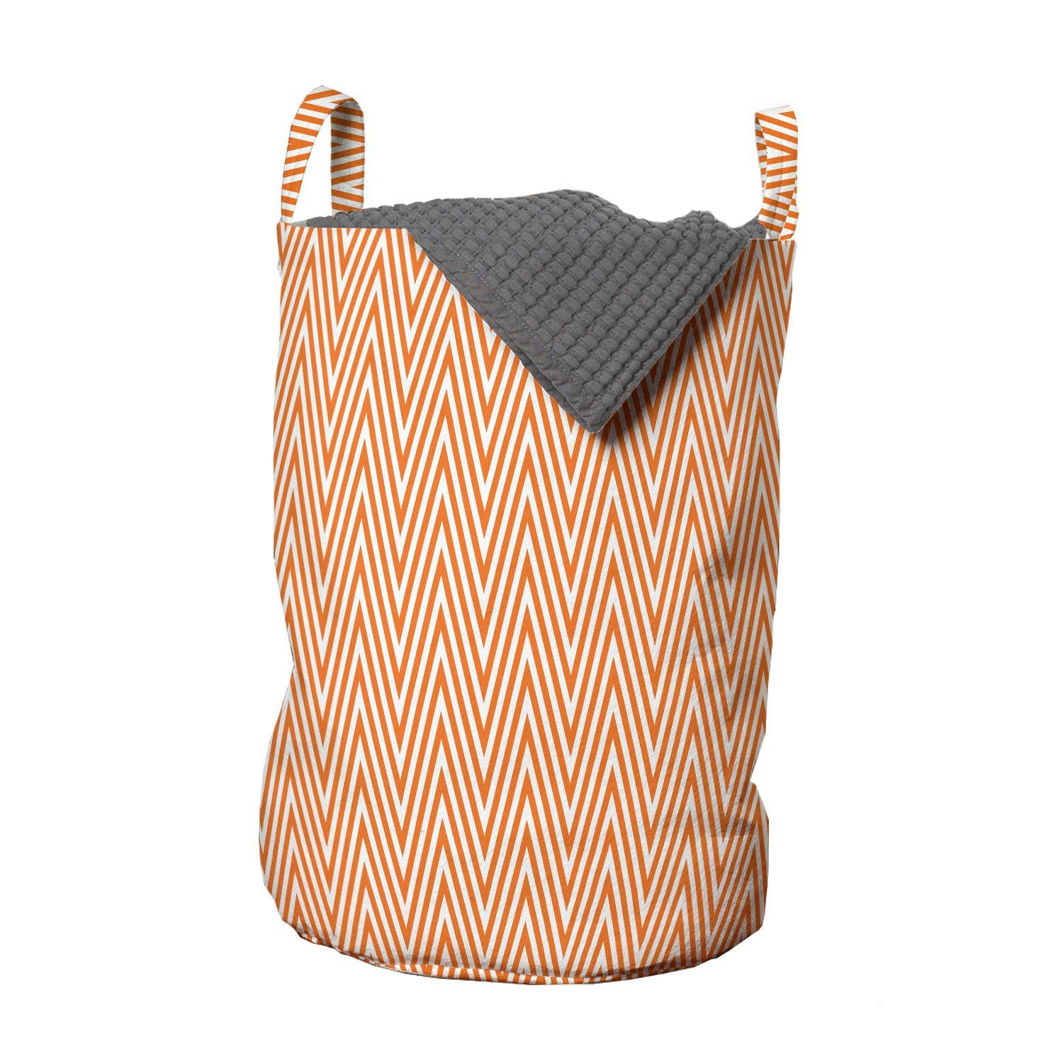 Abakuhaus Wäschesäckchen Kordelzugverschluss Wellenförmige mit Griffen Waschsalons, Winkel für Streifen Zusammenfassung Wäschekorb Orange