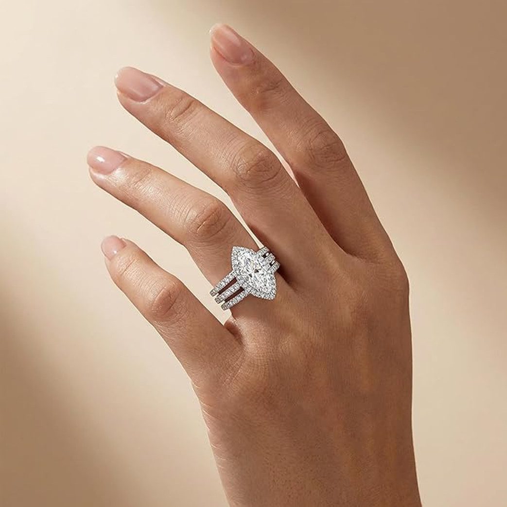 Jumpeak Verlobungsring Ring-Set,Im Labor gezüchteter Diamant3ct,D,VS1,2EX,Damen-Diamantring, Geschenk für frau,Geschenk ideen für frau,Liebes geschenk für sie