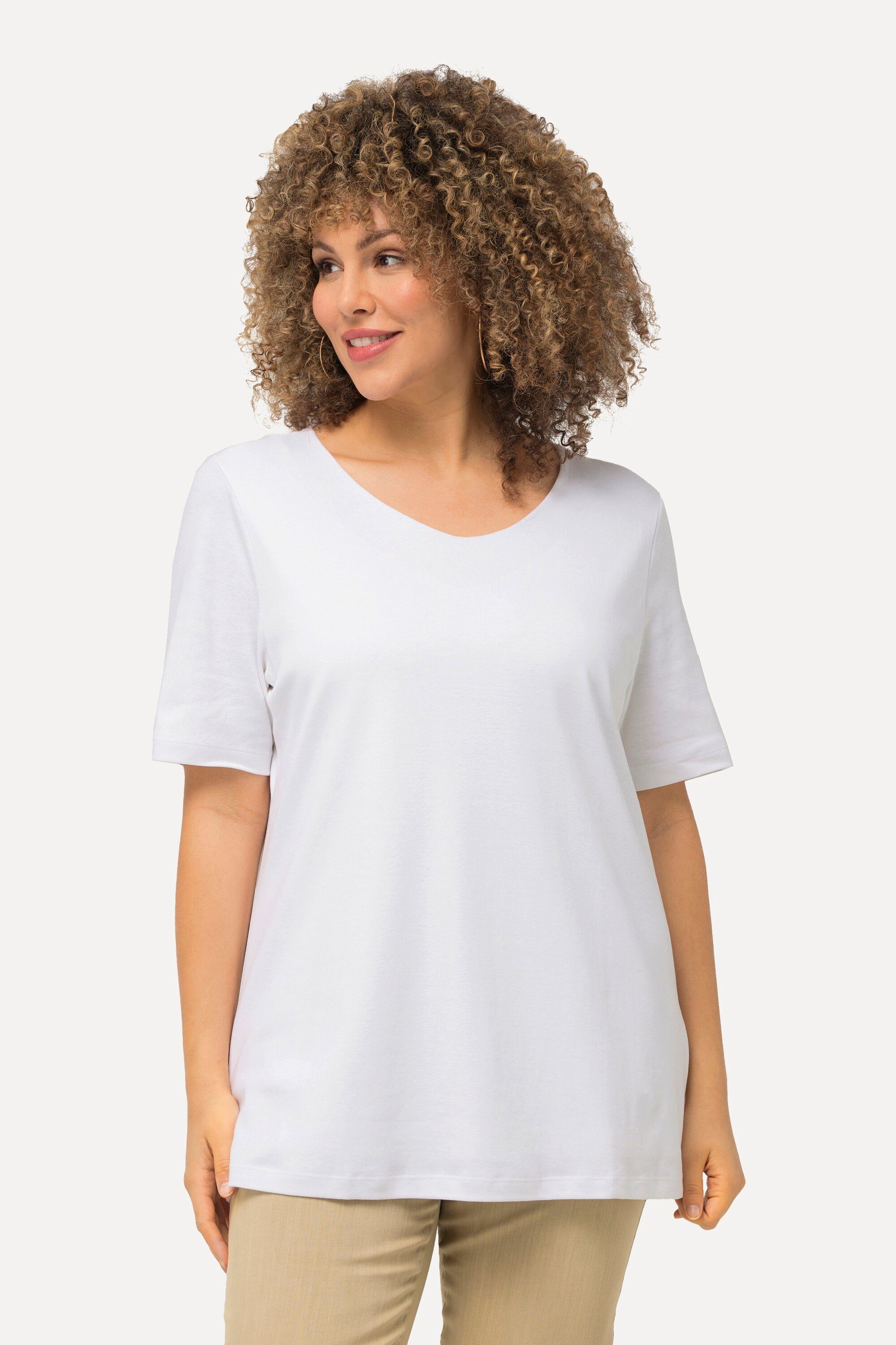 Ulla Popken T-Shirt Shirt doppellagige Vorderseite günstig online kaufen