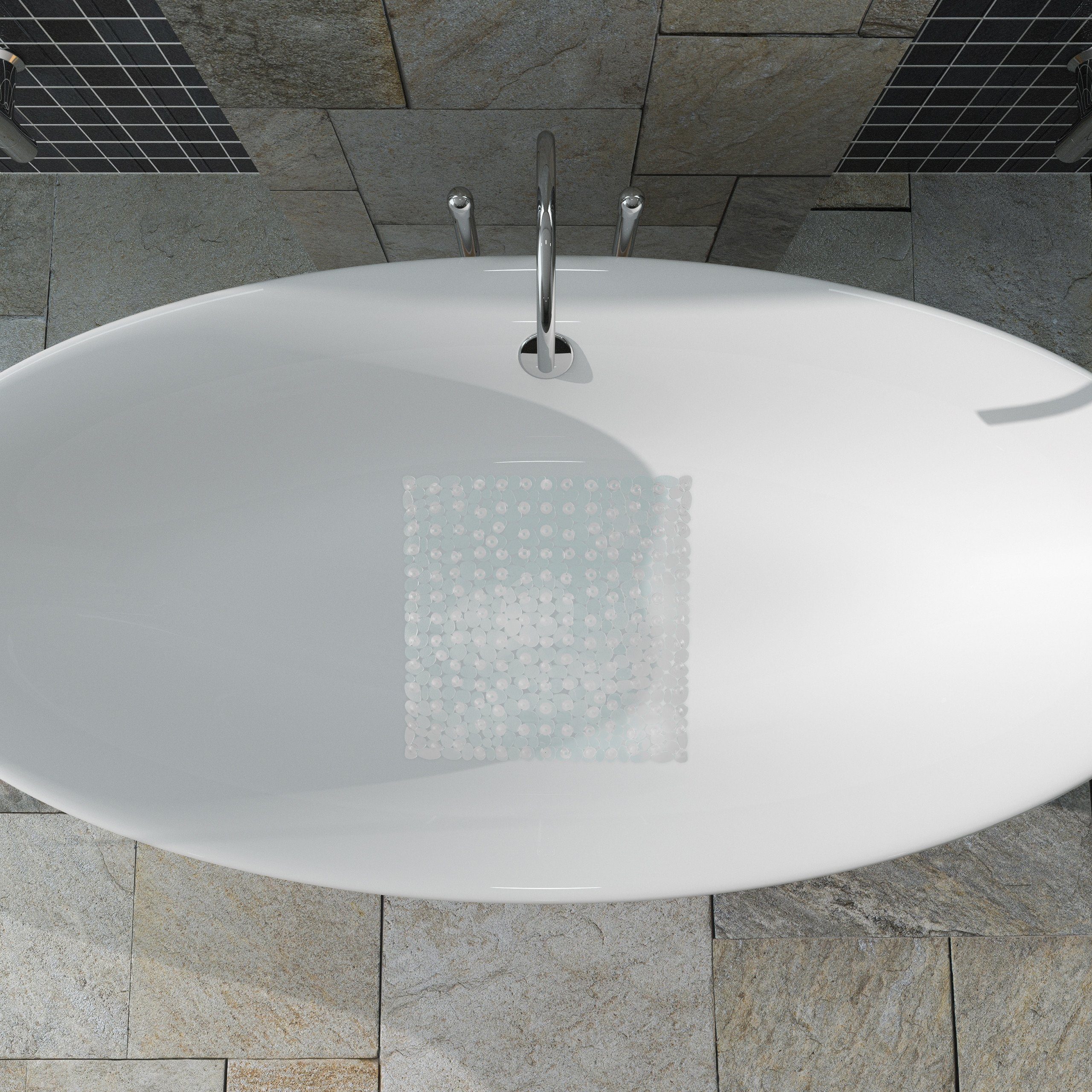 relaxdays Duschmatte Steinoptik quadratisch, Höhe 5 mm, Kunststoff, transpa günstig online kaufen