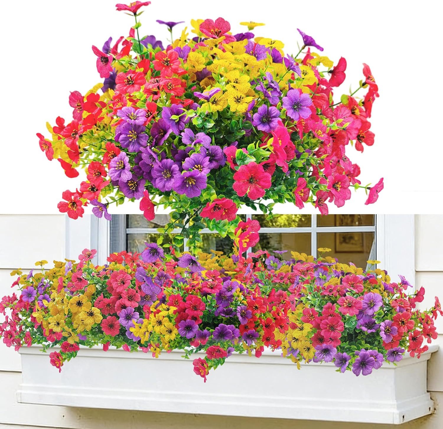 Kunstblume 12 Bündel Frühling Künstlicher Blumenstrauß Outdoor Balkonpflanzen, Agger, Für Innen Außen Balkonkasten Außenbereich