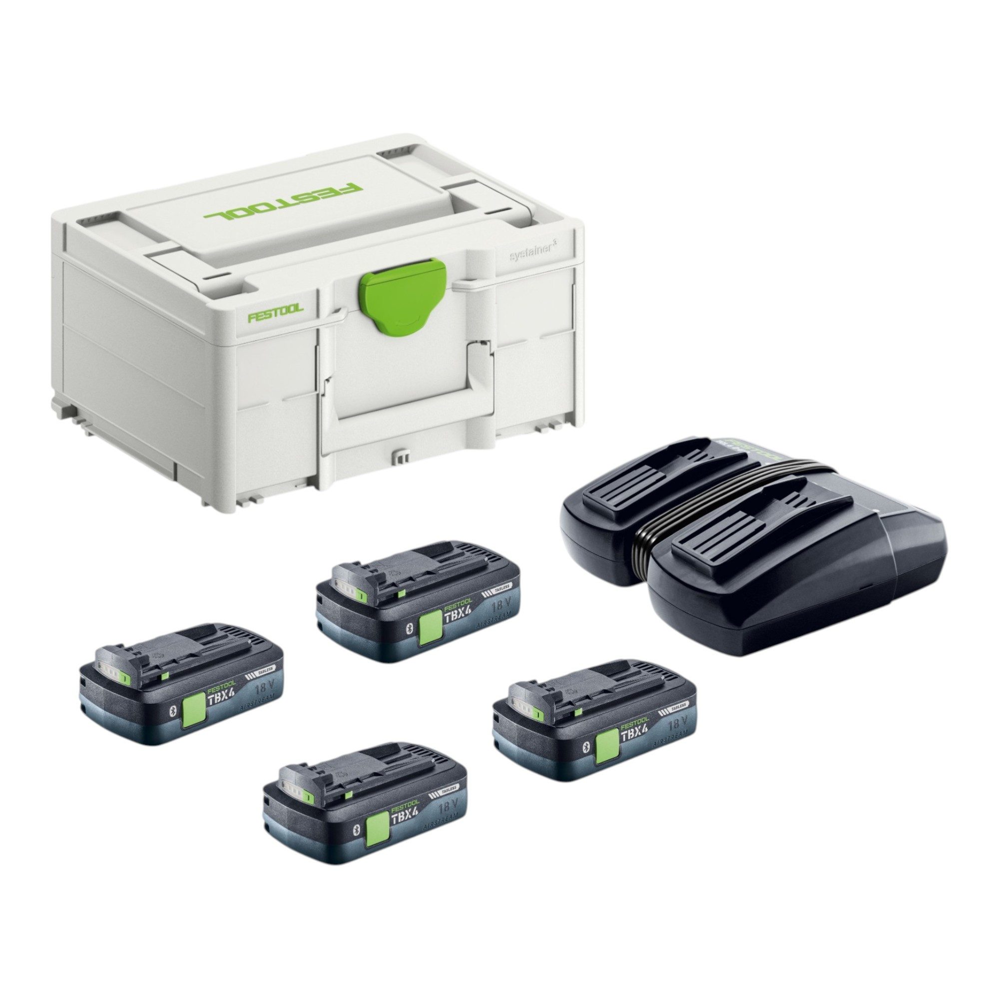 FESTOOL Energie Set SYS 18V 4xTBX4/TCL6DUO (578823) mit 4x BP 18 TBX 4 Akkupacks