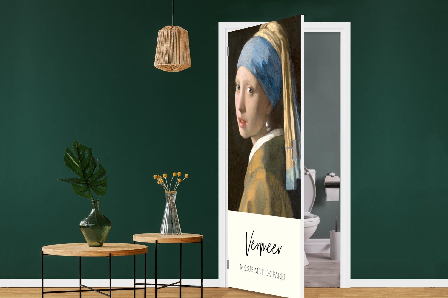 MuchoWow Türtapete Das Mädchen Matt, mit St), Türaufkleber, Fototapete (1 cm Perlenohrring dem für 75x205 - bedruckt, Vermeer, Tür