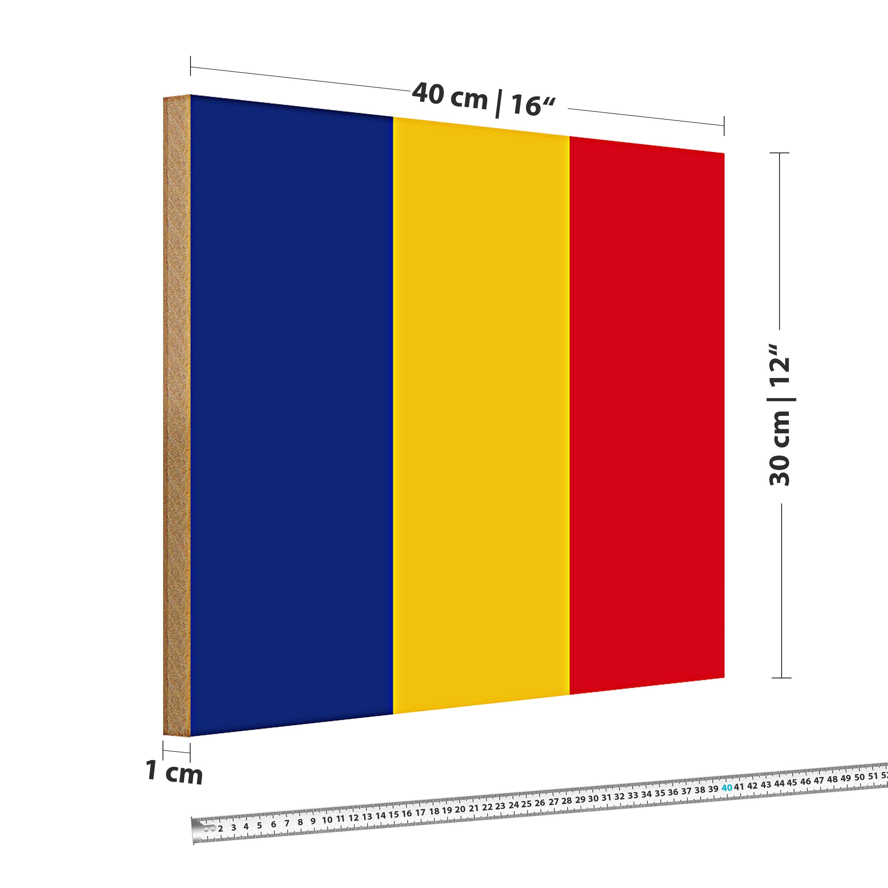 Roomando Holzbild Flagge Rumänien 40x30cm Flag of Romania
