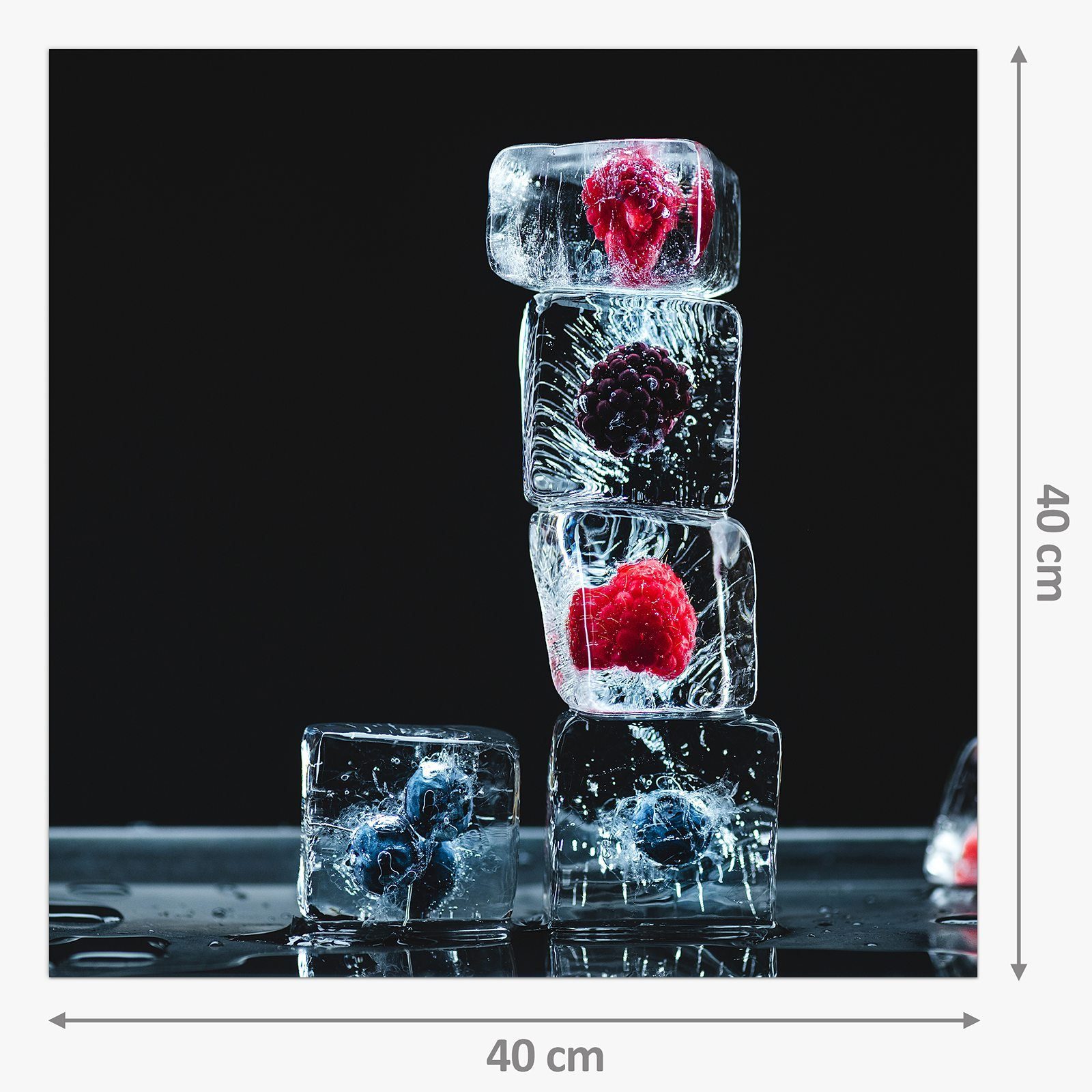 Küchenrückwand Stapel Küchenrückwand Eiswürfeln aus Spritzschutz mit Glas Motiv Primedeco