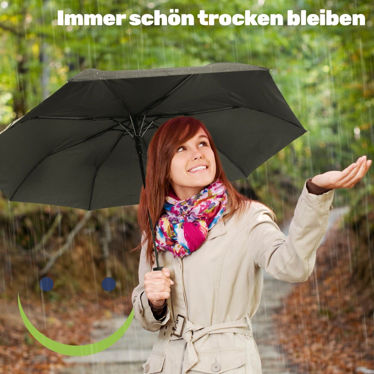 Gravidus Taschenregenschirm Regenschirm Sturmfest Taschenschirm Schwarz Automatik-Öffnung mit in