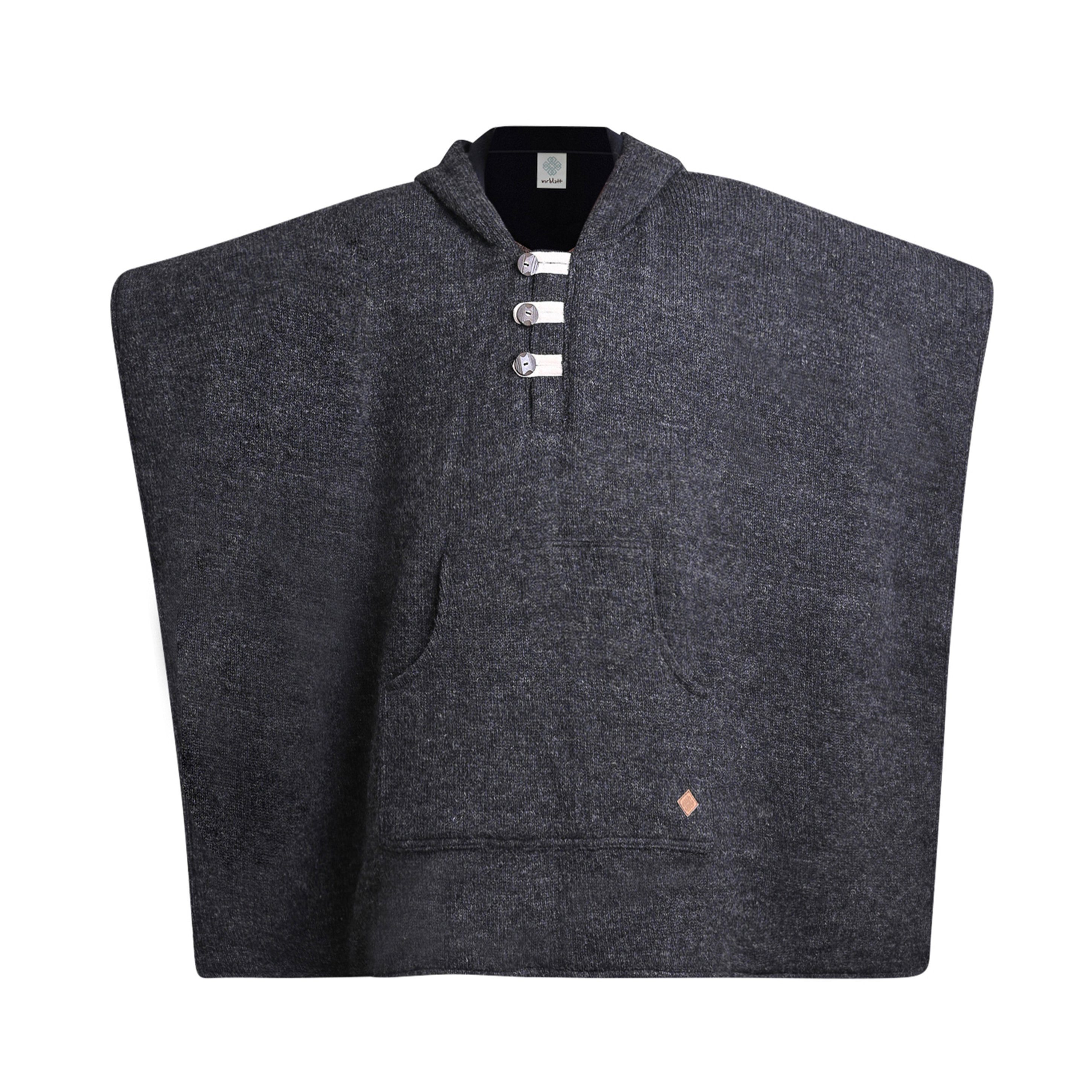 virblatt Fleeceponcho Poncho Herren Wolle & Poncho Damen, Wolle & Fleece, Poncho Winter mit Kapuze und warmem Futter