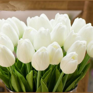 Kunstblumenstrauß 10er 10er Pack künstliche Tulpen Fake Tulip Bouquet, AUKUU