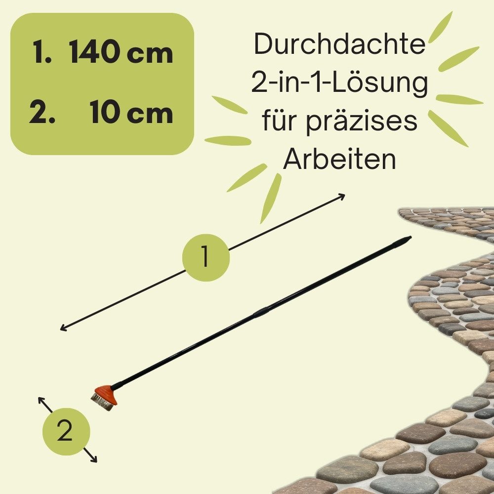 GarPet Fugenkratzer Fugenkratzer Unkraut mit Stiel Haken Pflastersteine Moos Fugen Bürste