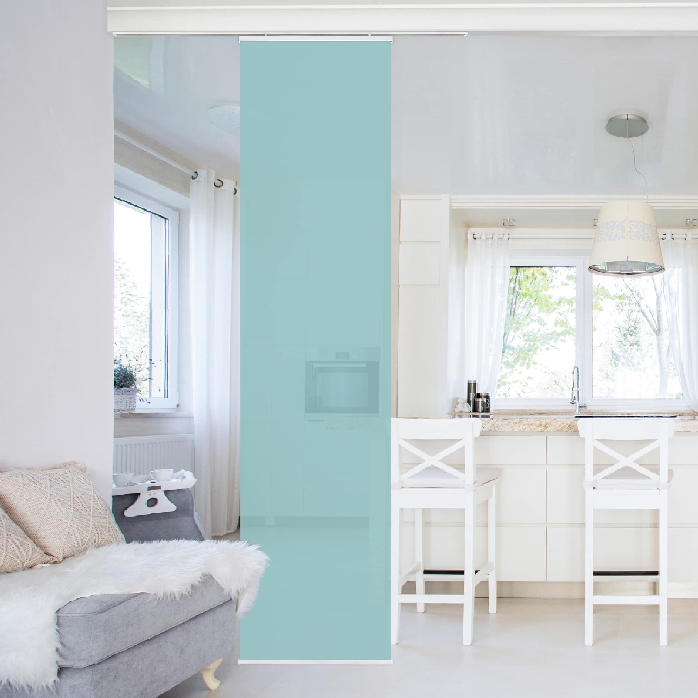 Bilderdepot24 Schiebegardine modern Flächenvorhang blickdicht Pastelltürkis günstig online kaufen