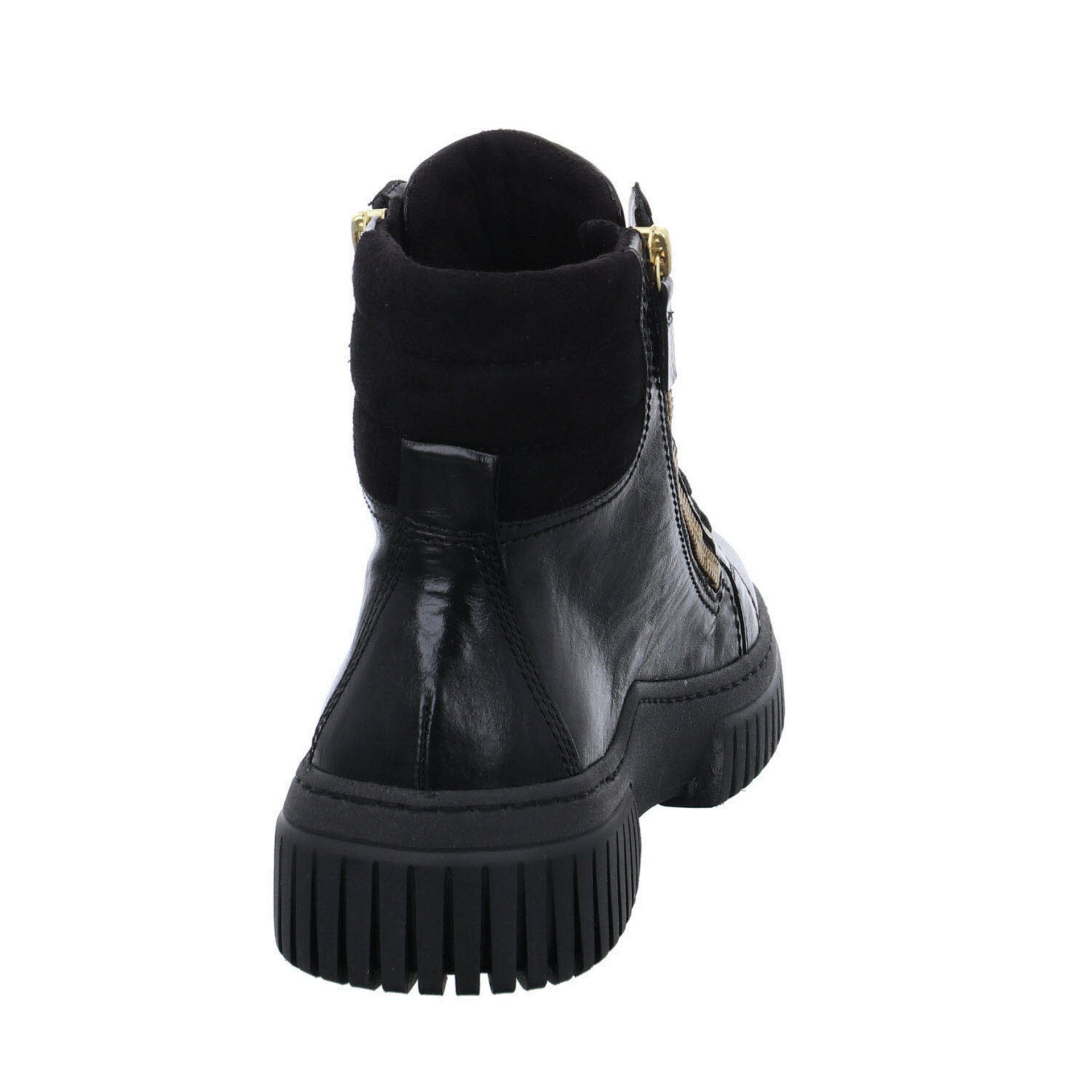 Glattleder schwarz Boots Schnürstiefel Gabor Stiefeletten Damen Freizeit Elegant Schuhe (gold)