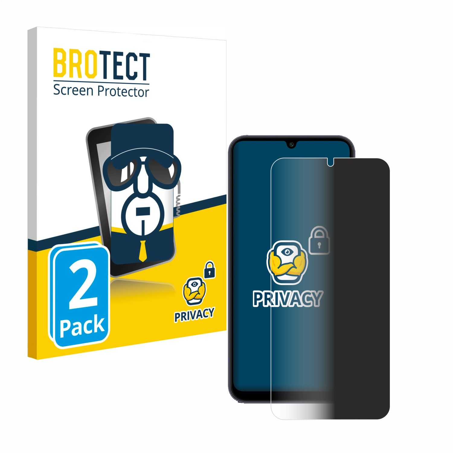 BROTECT Displayschutzfolie Sichtschutzfolie für Samsung Galaxy A25 5G, 2 Stück, Anti-Spy Privacy Sichtschutz Blickschutzfolie Blaulicht-Schutz