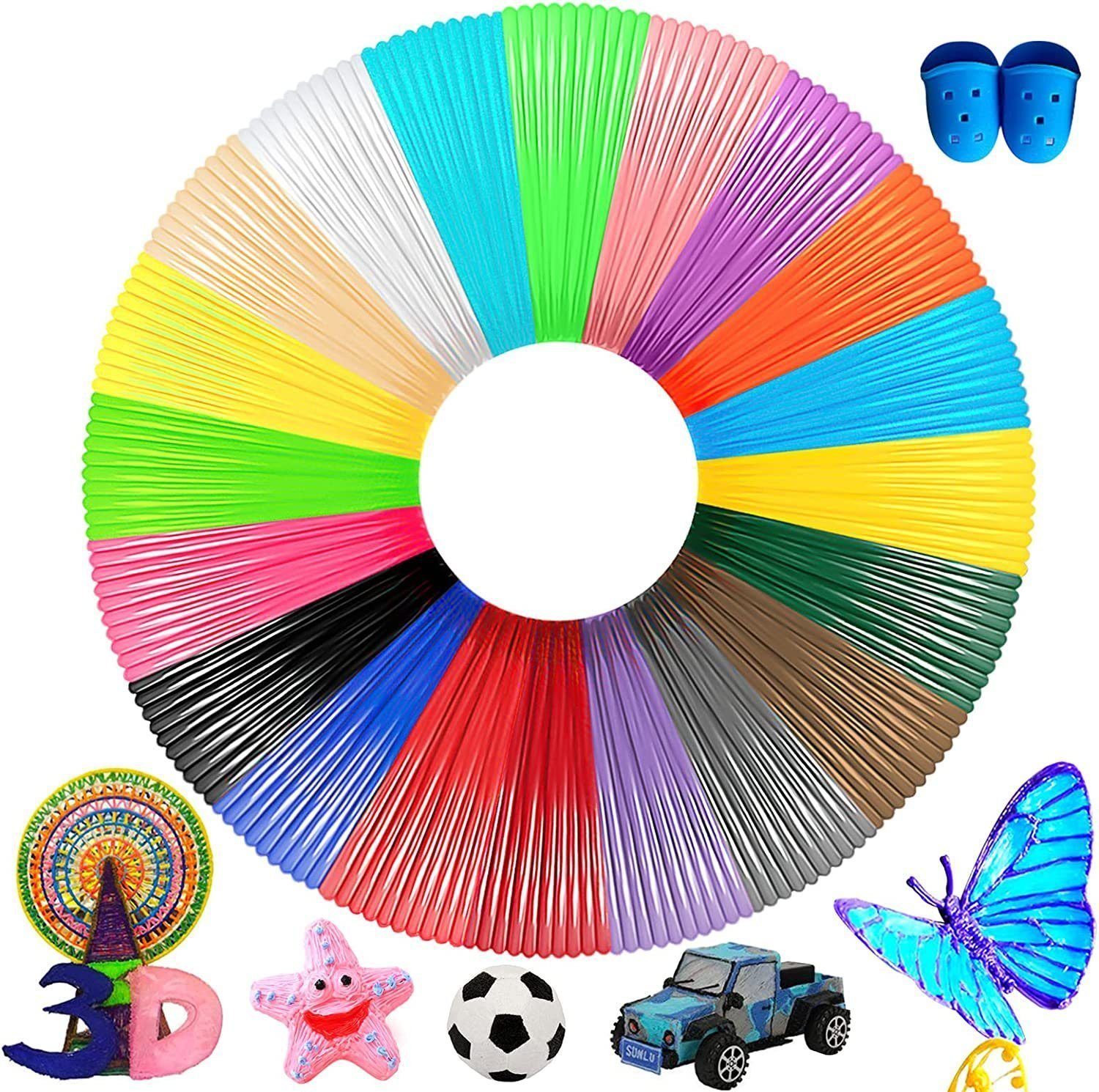 MDHAND 3DDrucker 3D Stift PLA Filament, 5M mit 20 Unterschiedliche