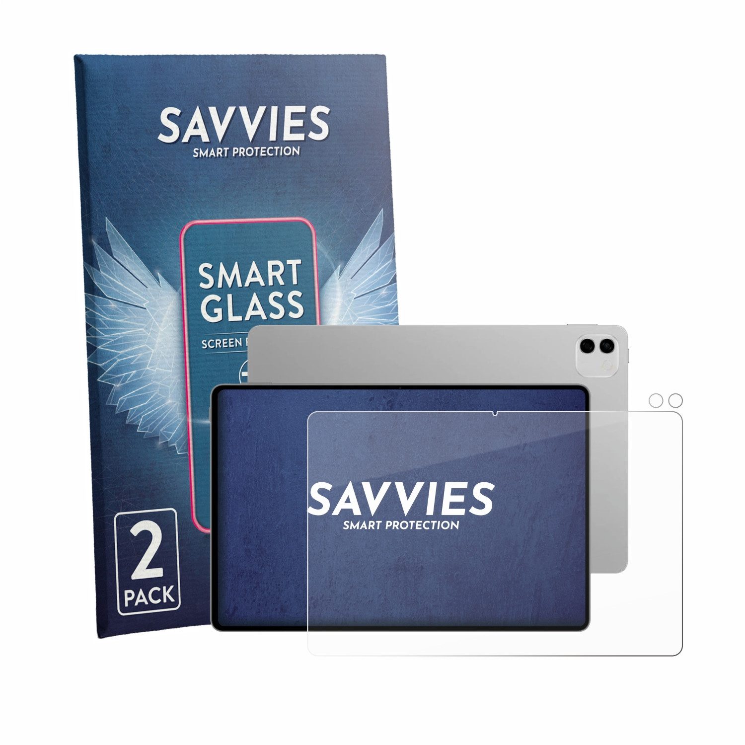 Savvies Displayschutzglas Schutzglas Panzer für Honor Magicpad 4 12.3" (Display+Kamera), 2 Stück, Schutzfolie Display Schutz Glas Folie klar
