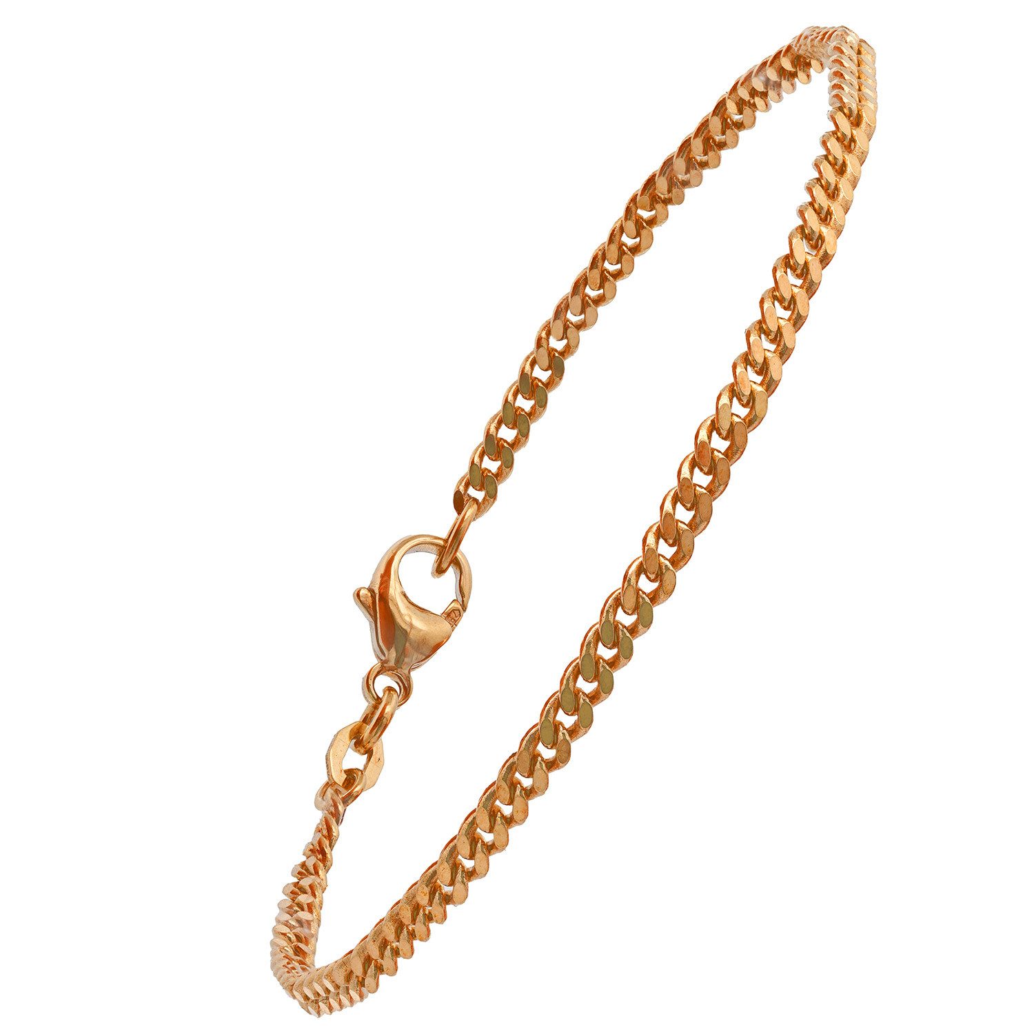 HOPLO Goldarmband Goldkette Panzerkette Länge 21cm - Breite 2,5mm - 750-18 Karat Gold, Made in Germany