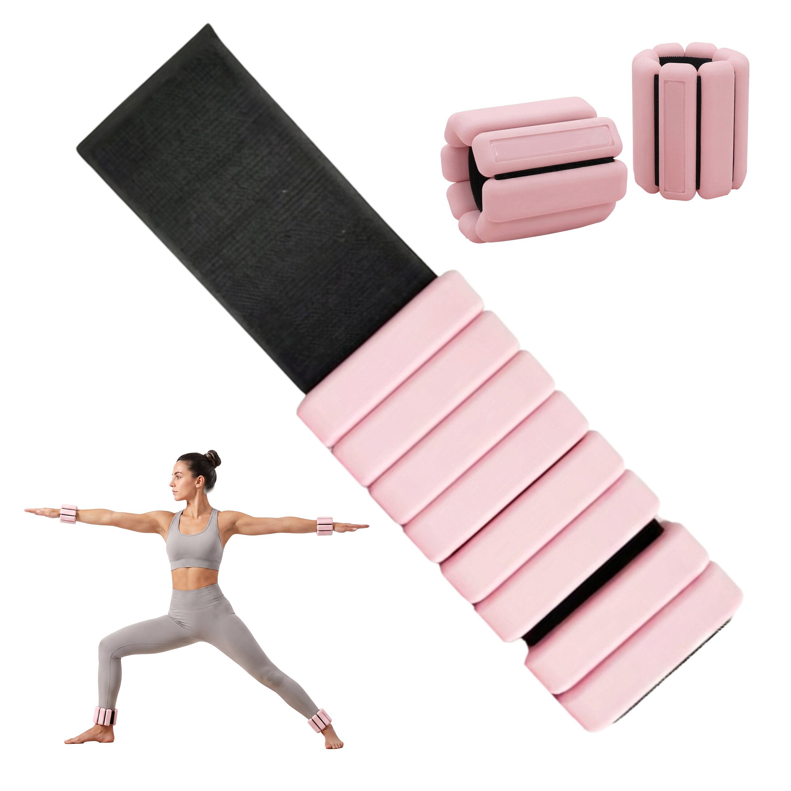 relaxdays Gewichtsmanschette 2er Set, Rosa, je 1 kg