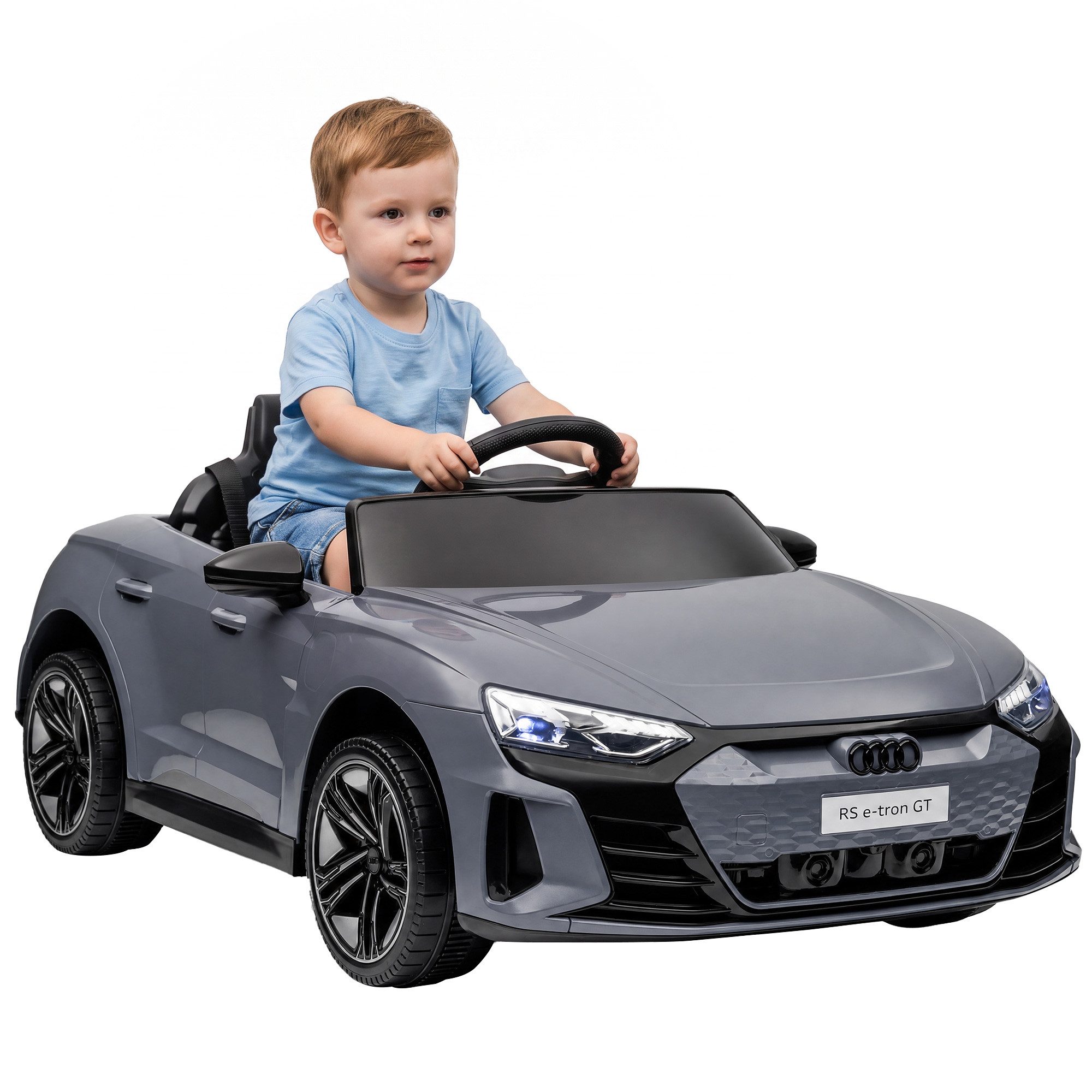 HOMCOM Elektro-Kinderauto 12V Kinderauto mit 2,4 GHz Fernbedienung, 2 Motor, Belastbarkeit 25 kg, (1-tlg), für Garten, Balkon, Grau