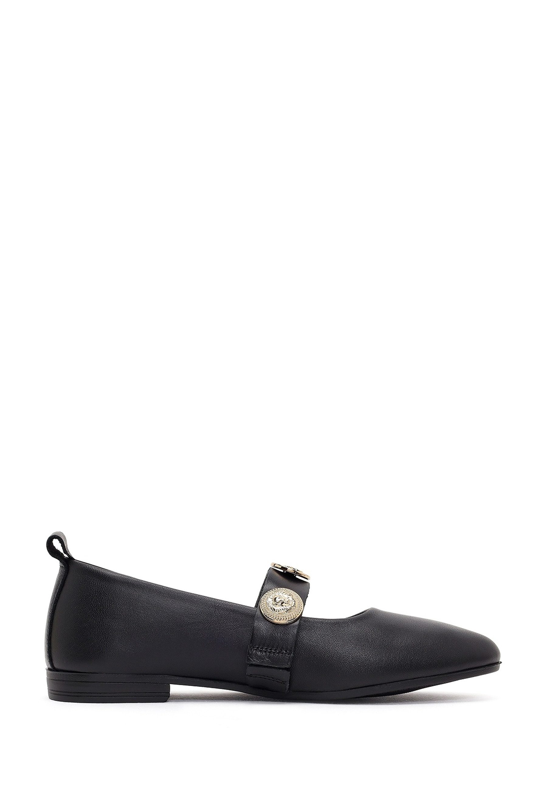 Derimod Ballerinas aus Leder Ballerina Echtes Leder, Lederfutter, TPU-Sohle, Dekorativer Riemen, Slip-On
