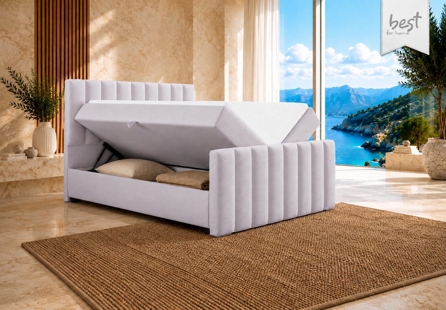 Best for Home Boxspringbett Trinity K10 mit Stauraum, Bonellmatratze & Komfort-Topper T30 (Boxspringbett-Set, 1-St., 140x200 160x200 180x200 200x200 cm), Ergonomischer Schlafkomfort, praktischer Stauraum
