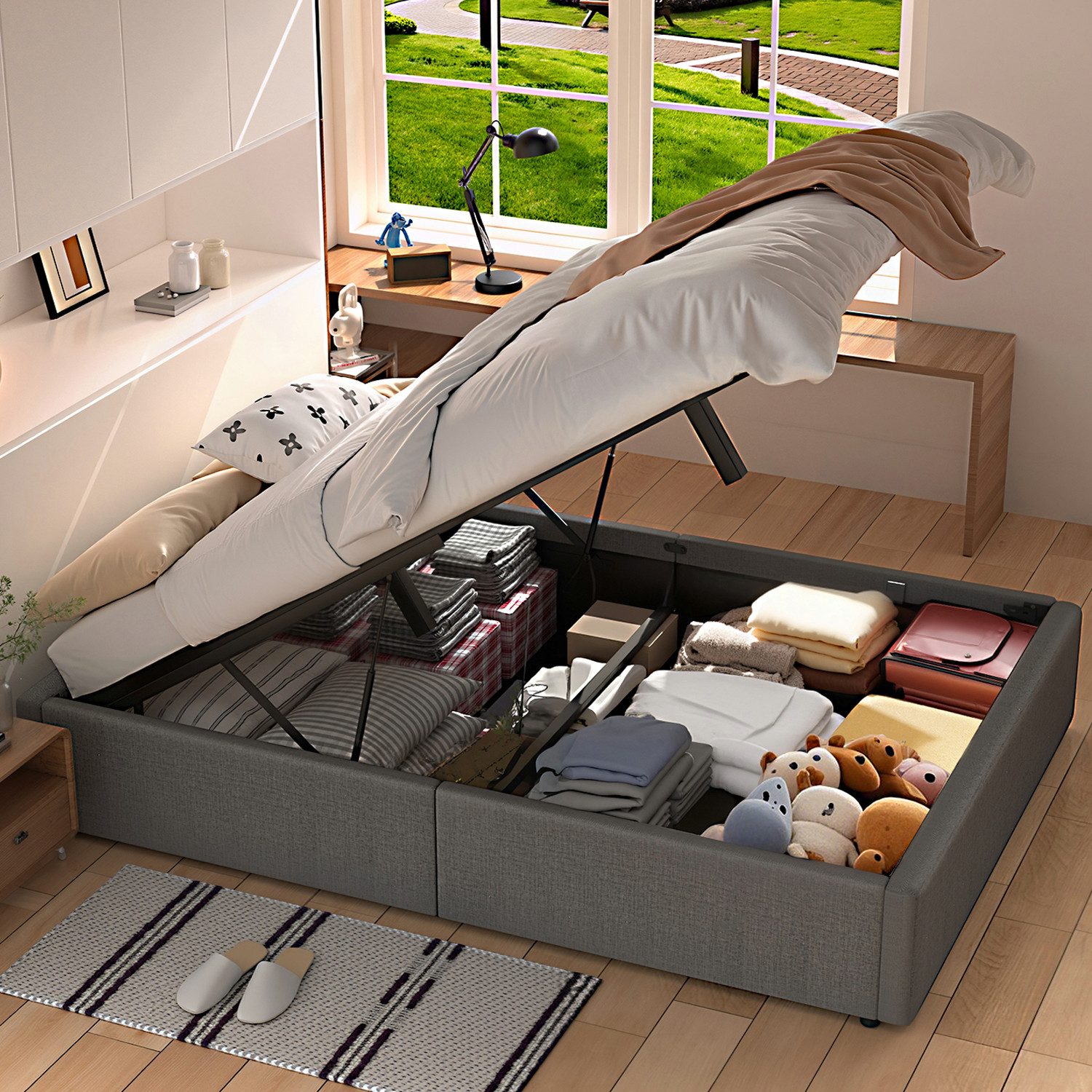 oyajia Polsterbett Hydraulisches Doppelbett 140x200cm, Modern günstig online kaufen