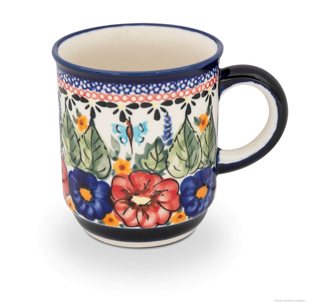 Bunzlauer Keramik Becher Bunzlauer Keramik 250ml Kaffeebecher Teetasse klassisch Ø8cm ART149, Keramik