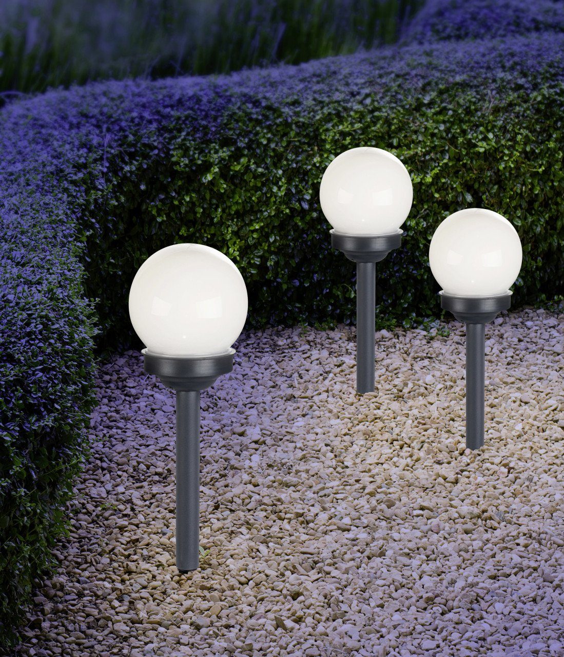 x 10 35 Außen-Stehlampe LED Globo cm, Globo Solarleuchte Bewegungsmelder grau LED, Ohne