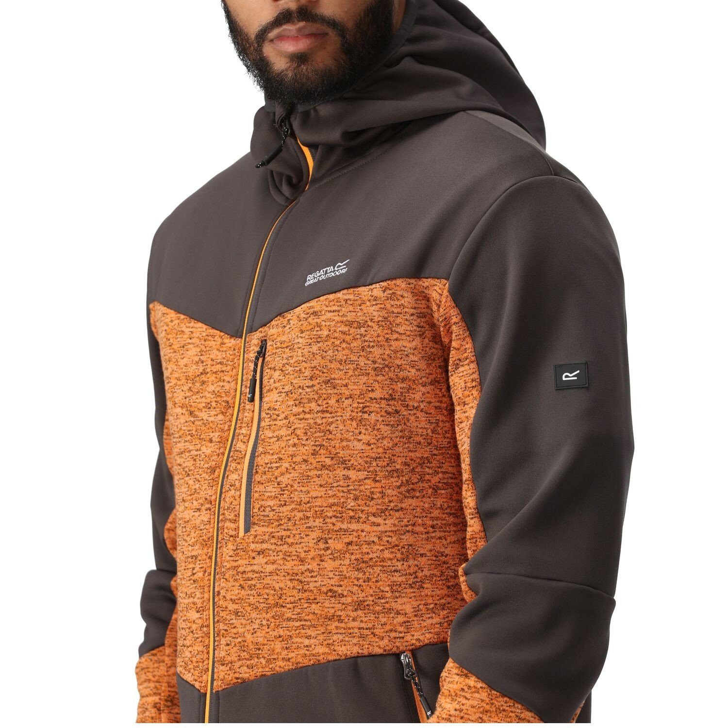 V Cadford Herren Strickfleecejacke Orange Strickfleecejacke Regatta Kapuze mit